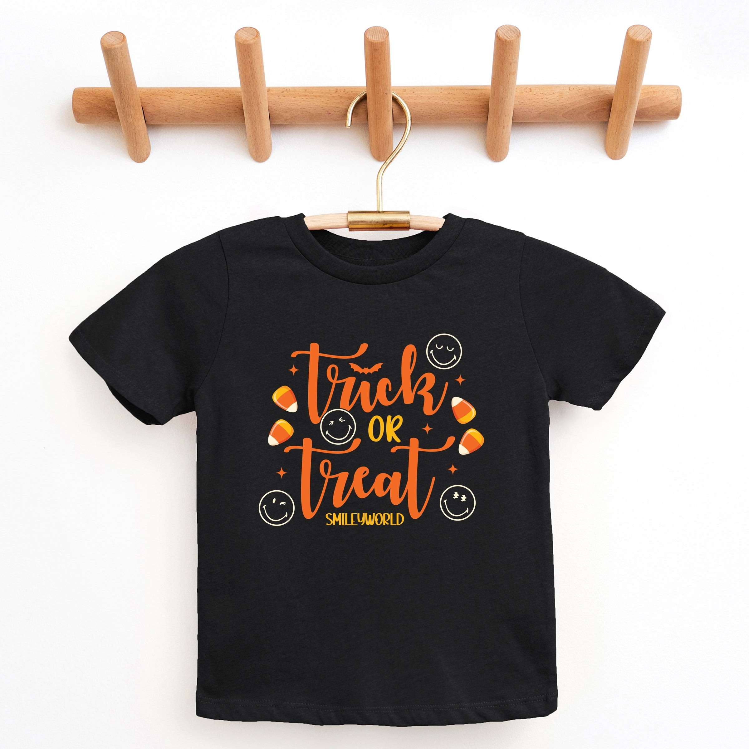 SmileyWorld Trick or Treat Candy - Youth Short Sleeve Graphic T-Shirt and Toddler Short Sleeve Graphic T-Shirt