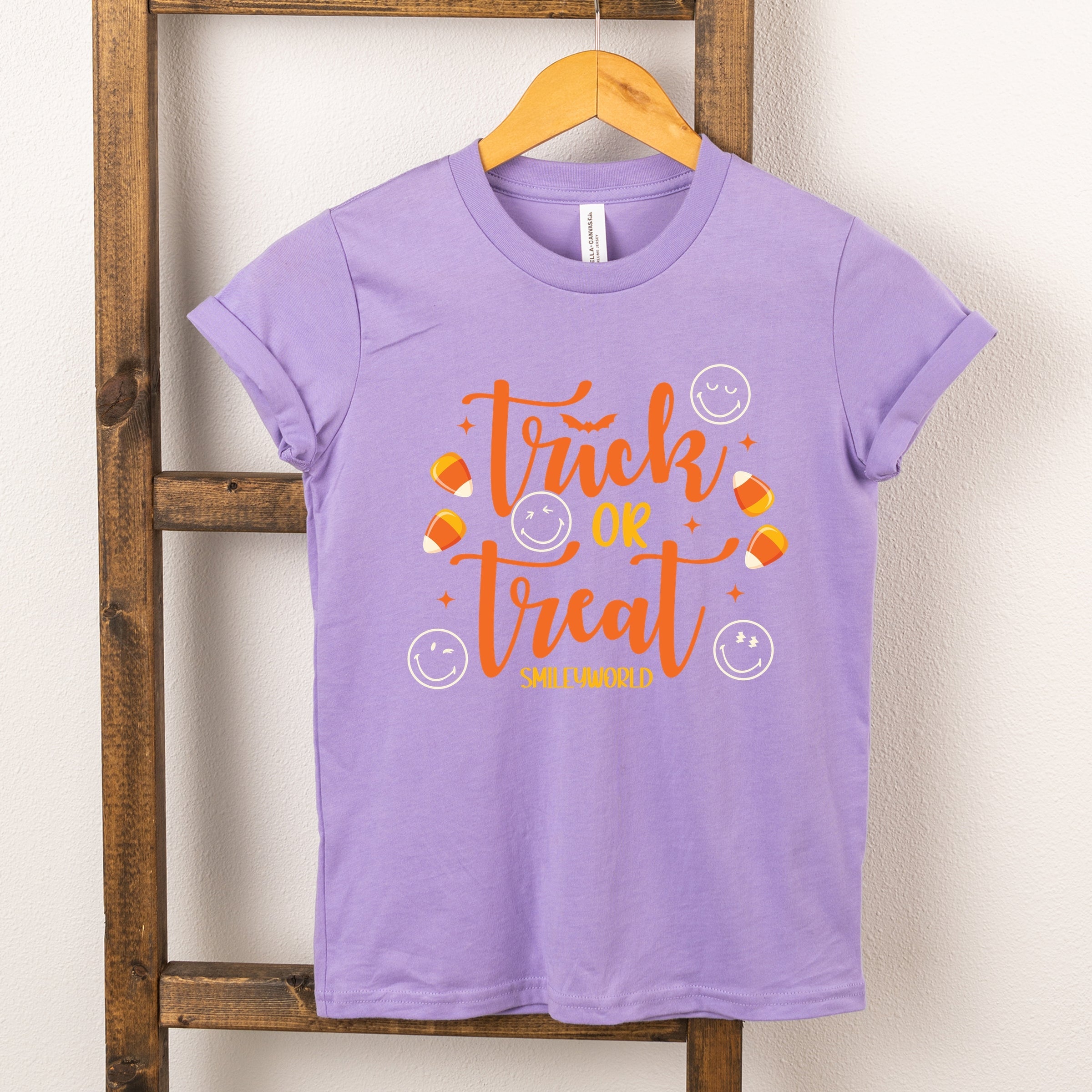 SmileyWorld Trick or Treat Candy - Youth Short Sleeve Graphic T-Shirt and Toddler Short Sleeve Graphic T-Shirt