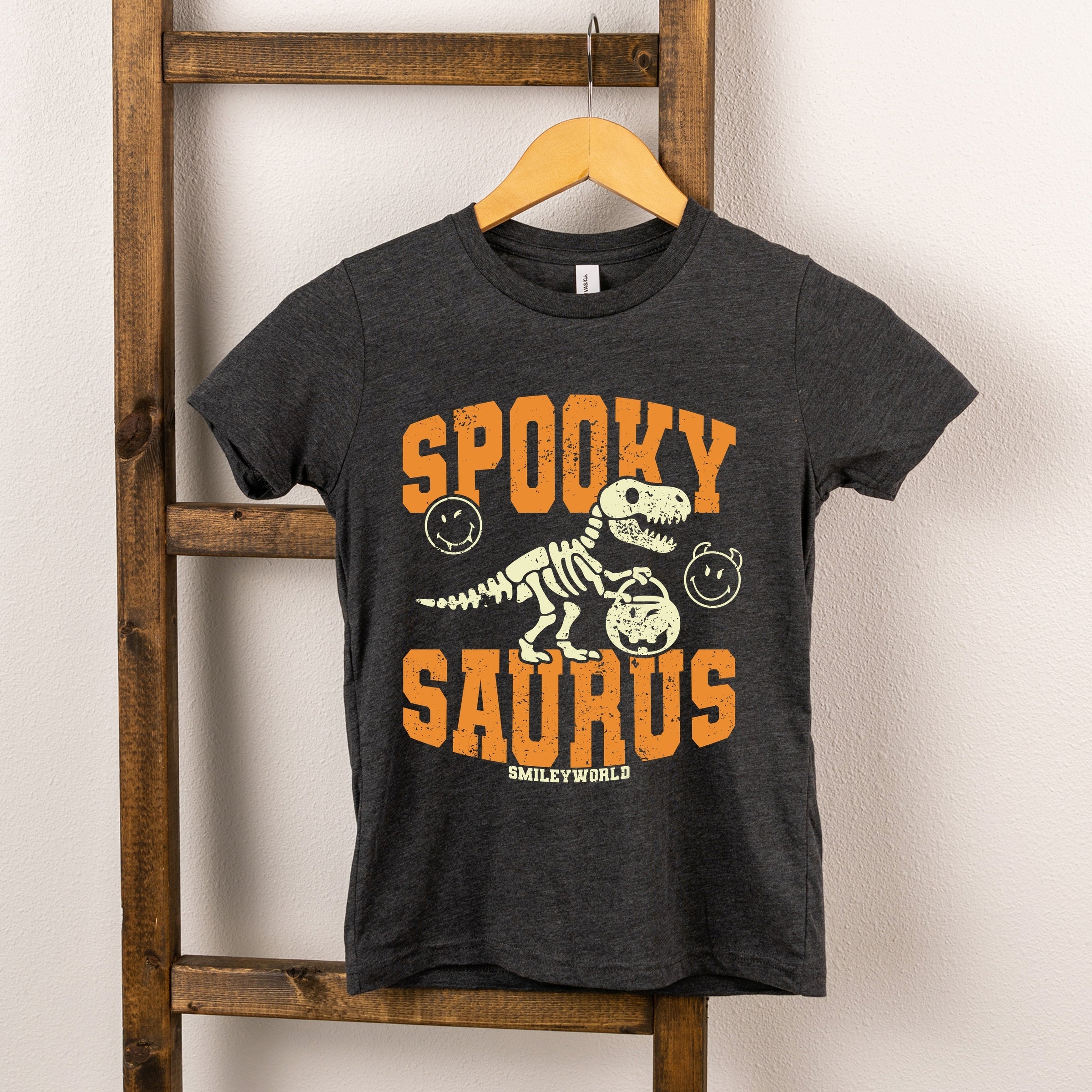 SmileyWorld Spooky Saurus - Youth Short Sleeve Graphic T-Shirt and Toddler Short Sleeve Graphic T-Shirt