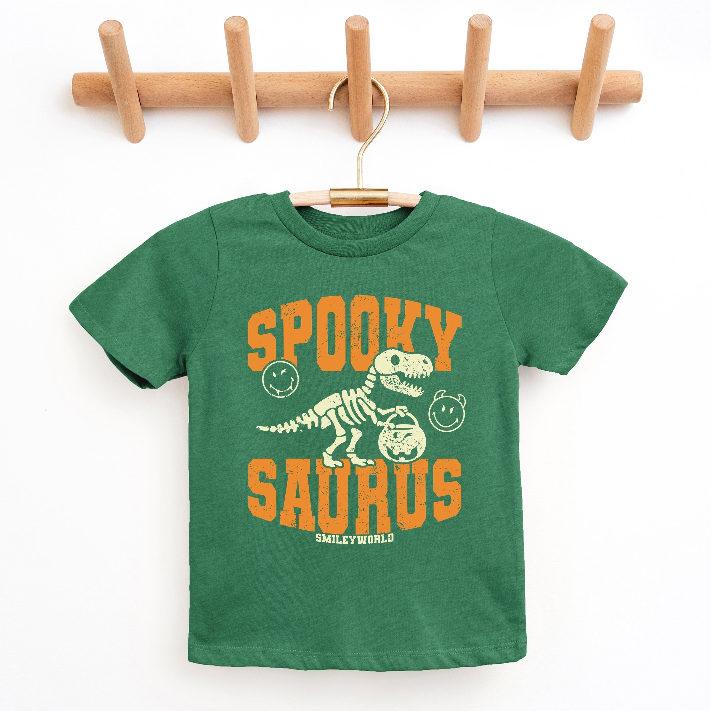 SmileyWorld Spooky Saurus - Youth Short Sleeve Graphic T-Shirt and Toddler Short Sleeve Graphic T-Shirt