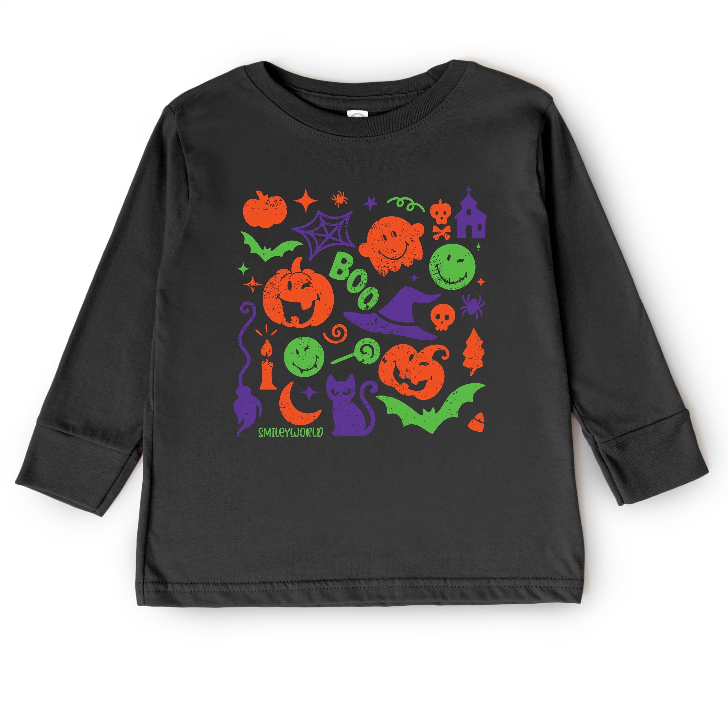 SmileyWorld Halloween Silhouette - Toddler Long Sleeve Graphic Tee and Youth Long Sleeve Graphic T-Shirt