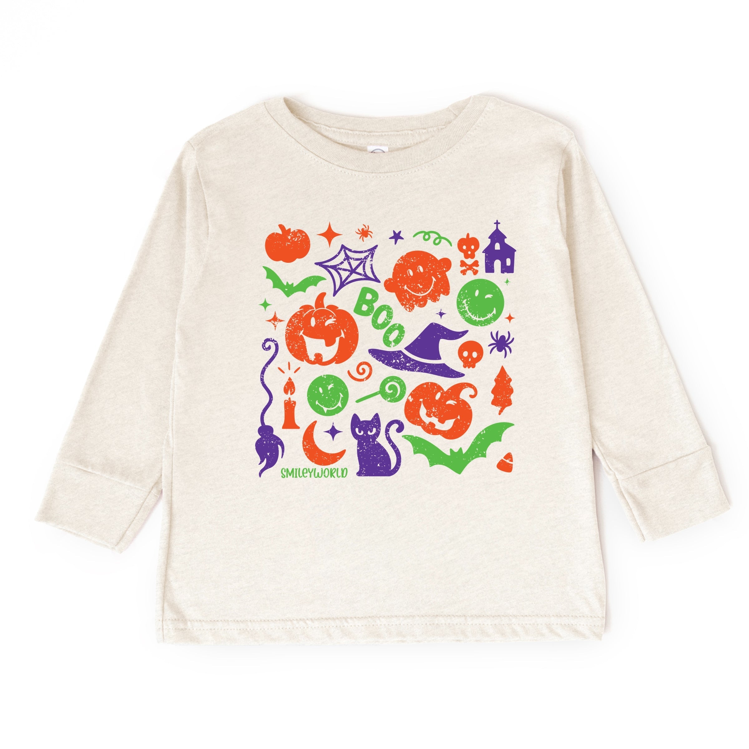 SmileyWorld Halloween Silhouette - Toddler Long Sleeve Graphic Tee and Youth Long Sleeve Graphic T-Shirt