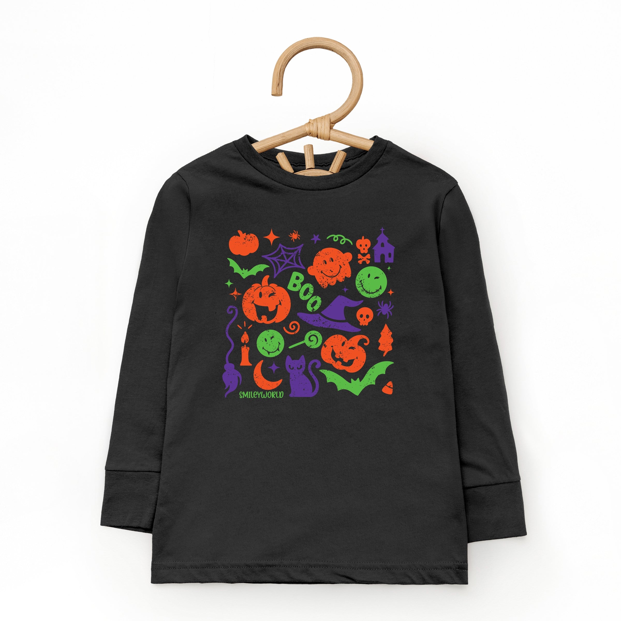 SmileyWorld Halloween Silhouette - Toddler Long Sleeve Graphic Tee and Youth Long Sleeve Graphic T-Shirt