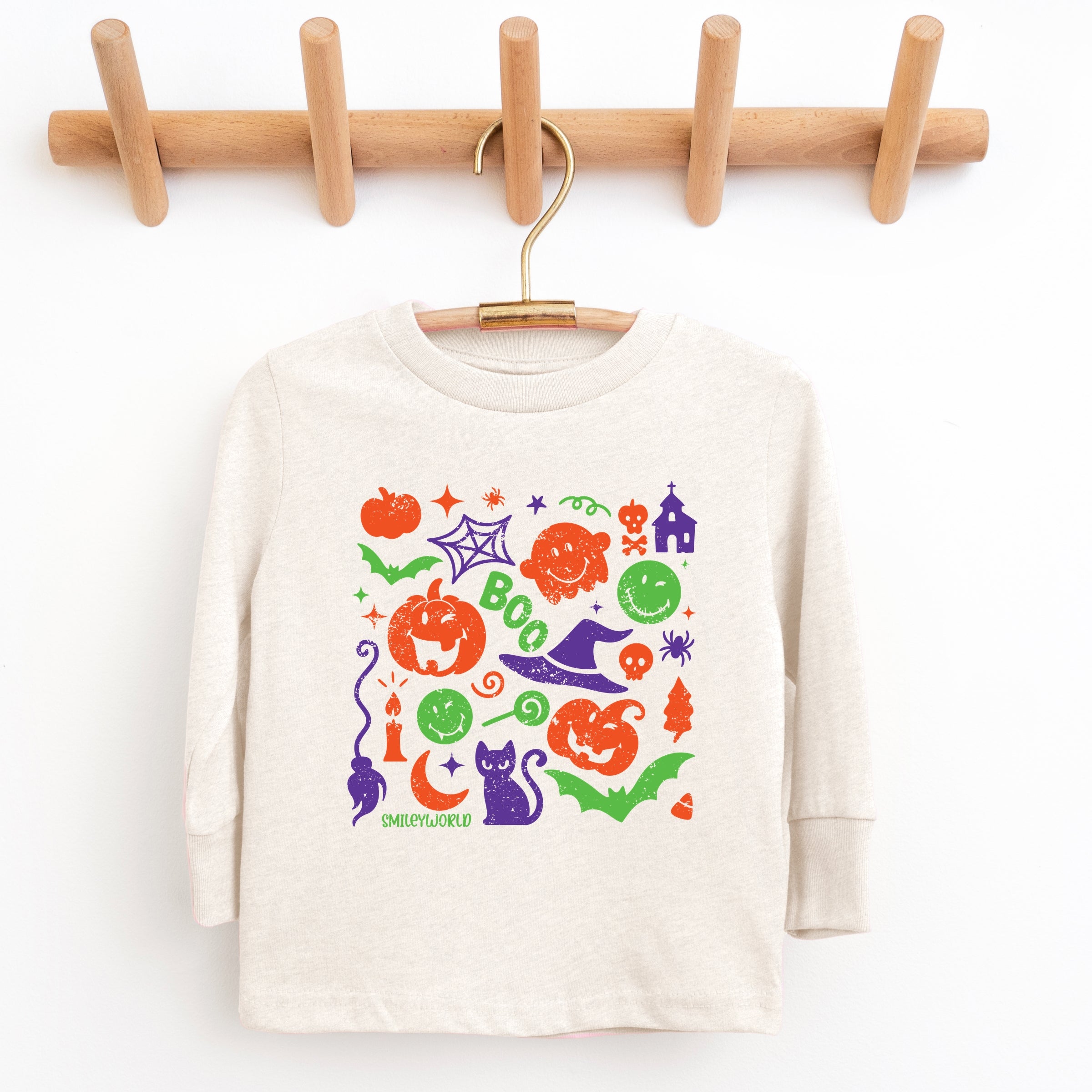 SmileyWorld Halloween Silhouette - Toddler Long Sleeve Graphic Tee and Youth Long Sleeve Graphic T-Shirt