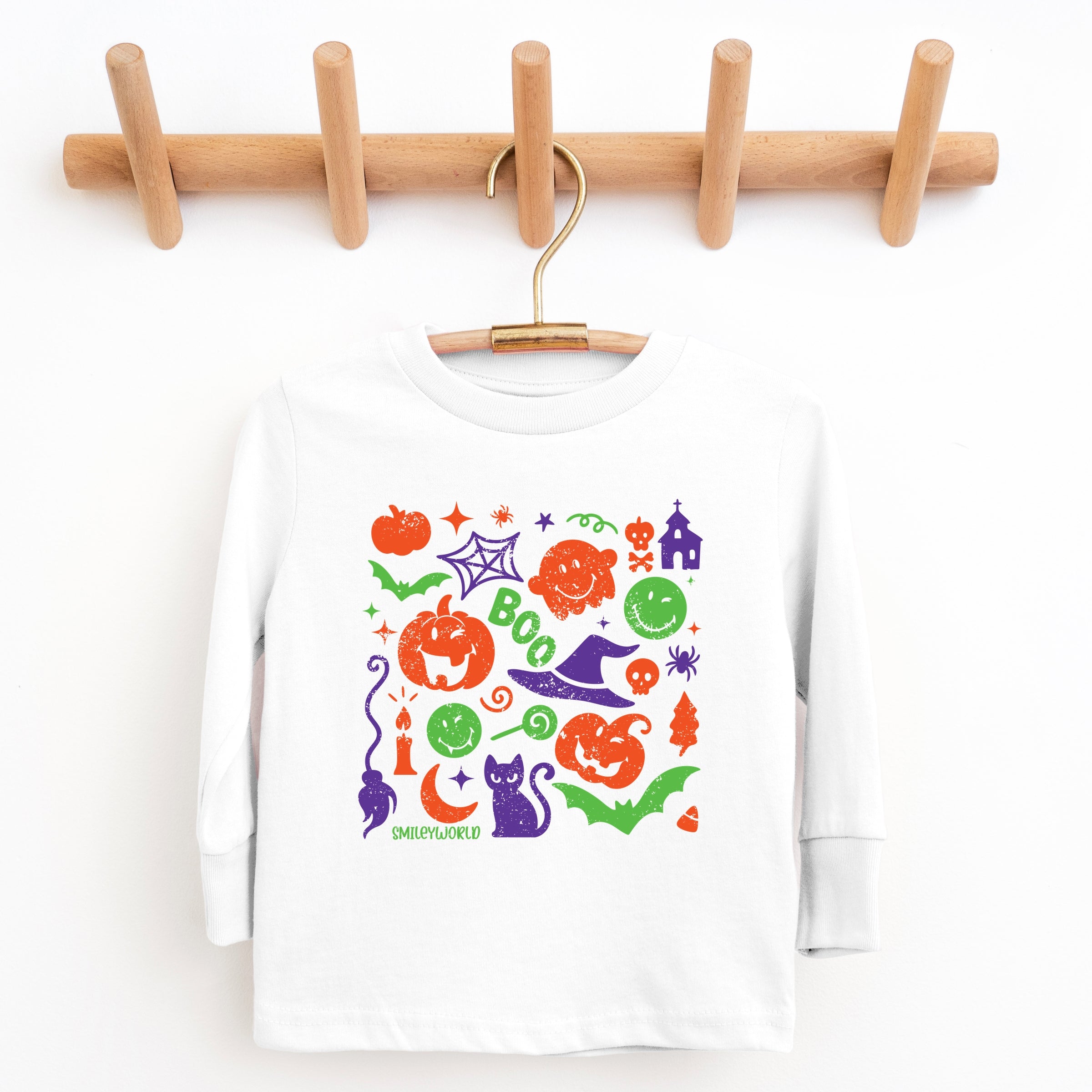 SmileyWorld Halloween Silhouette - Toddler Long Sleeve Graphic Tee and Youth Long Sleeve Graphic T-Shirt