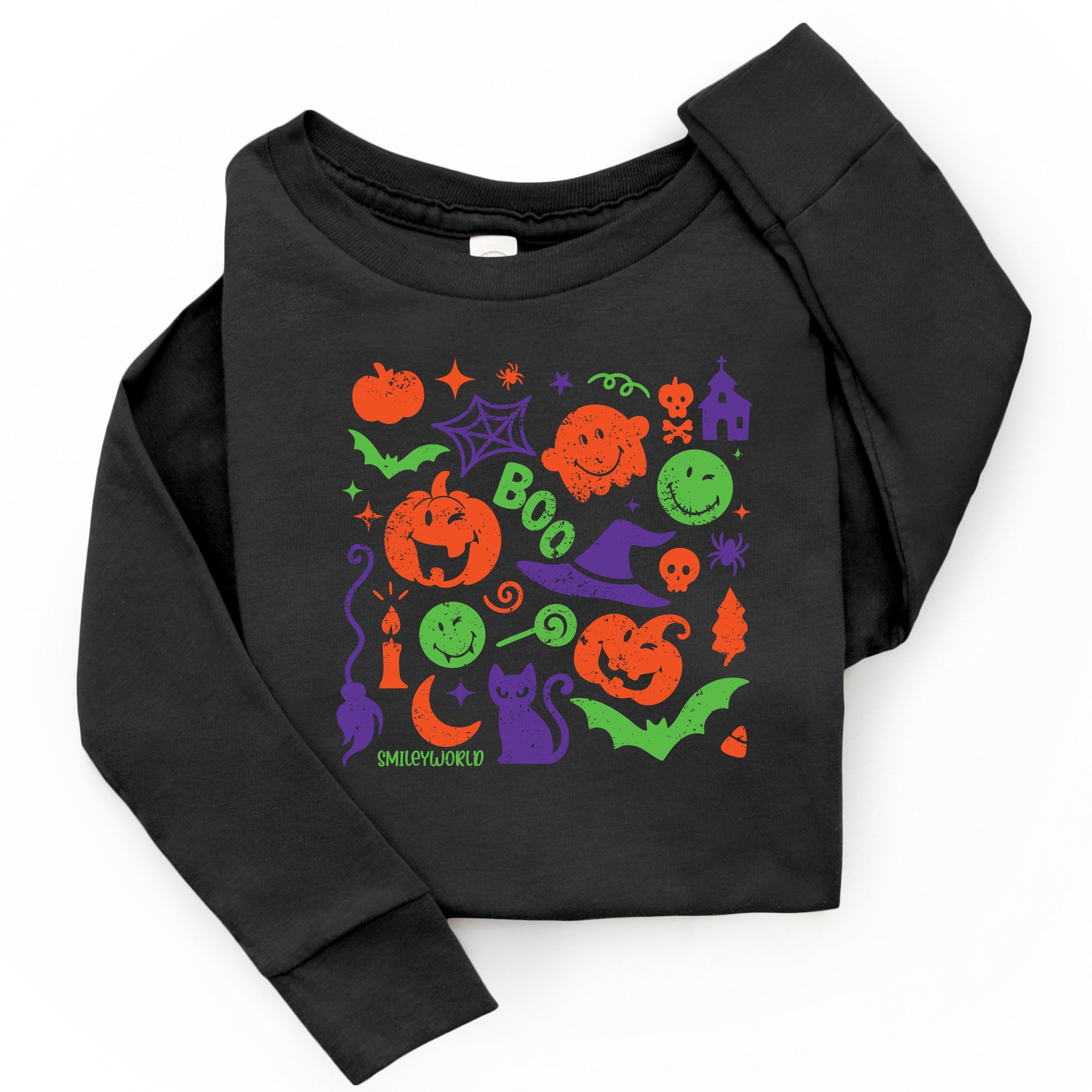 SmileyWorld Halloween Silhouette - Toddler Long Sleeve Graphic Tee and Youth Long Sleeve Graphic T-Shirt