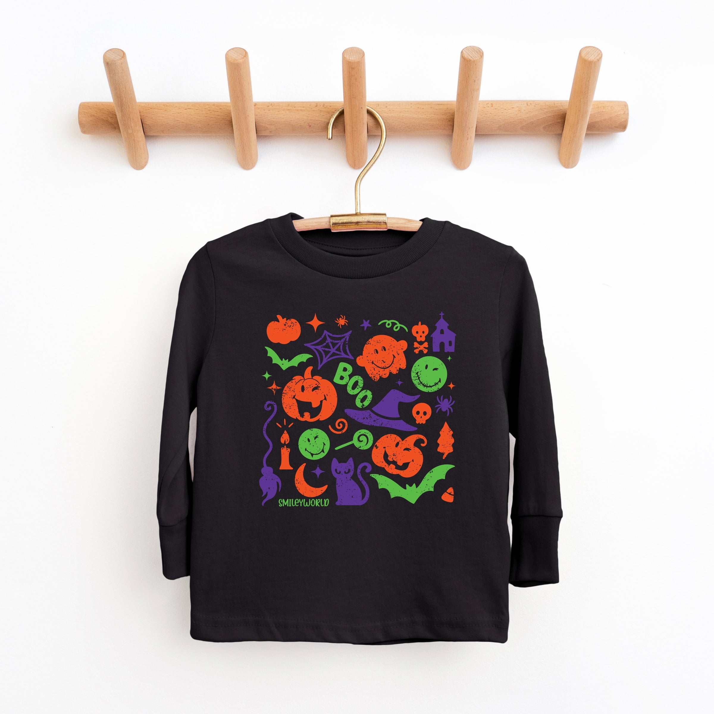 SmileyWorld Halloween Silhouette - Toddler Long Sleeve Graphic Tee and Youth Long Sleeve Graphic T-Shirt