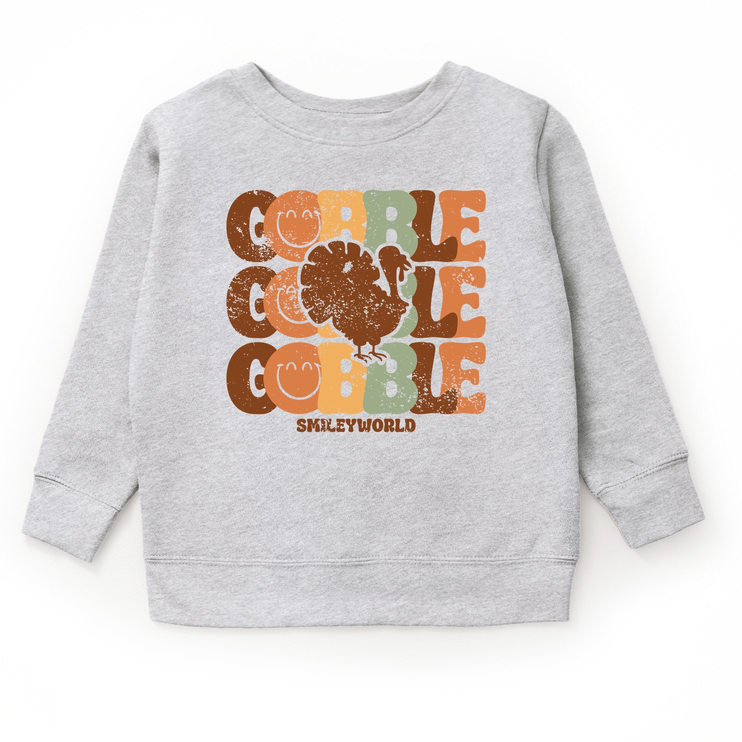 SmileyWorld Gobble Turkey Distressed - Toddler Graphic Sweatshirt and Youth Graphic Sweatshirt