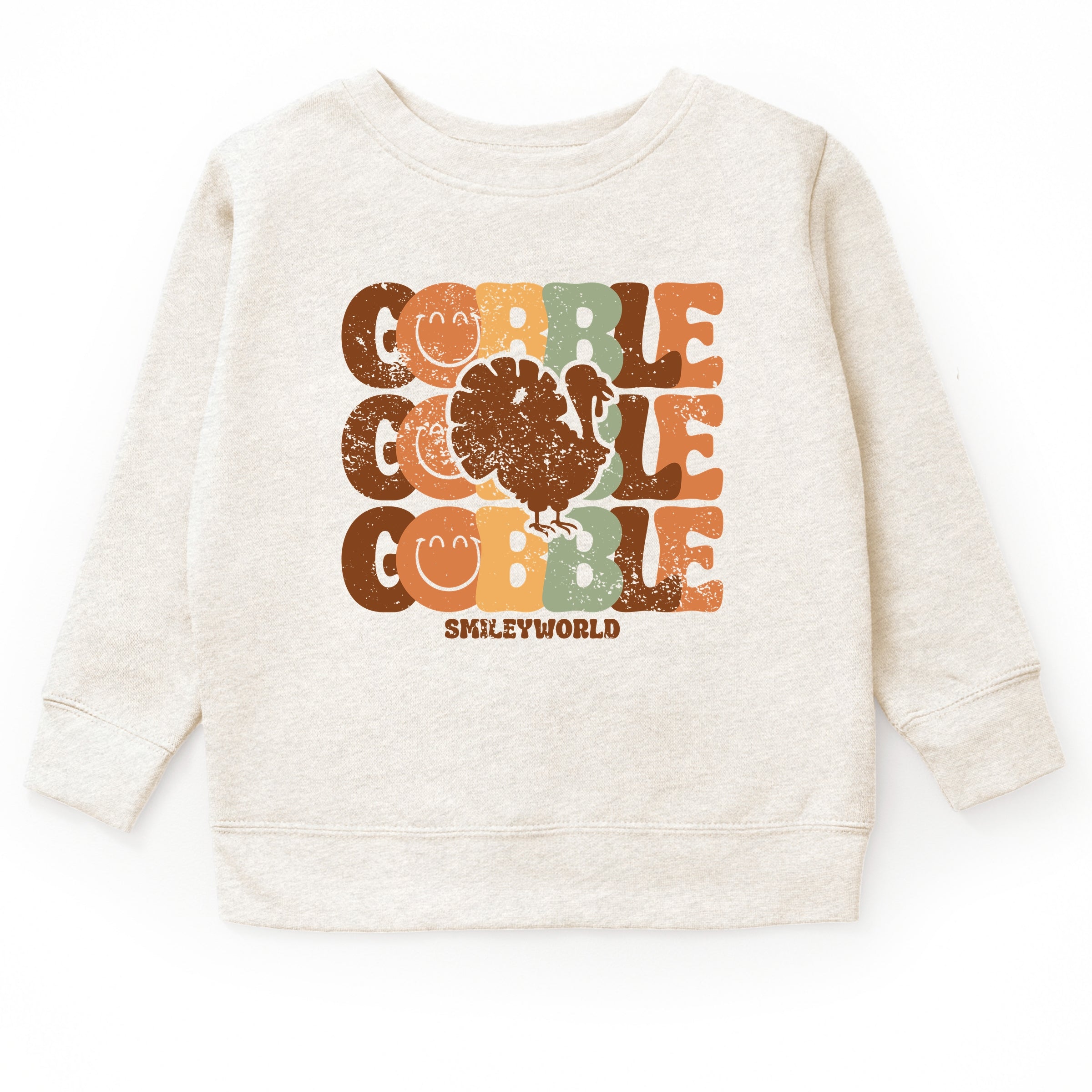 SmileyWorld Gobble Turkey Distressed - Toddler Graphic Sweatshirt and Youth Graphic Sweatshirt