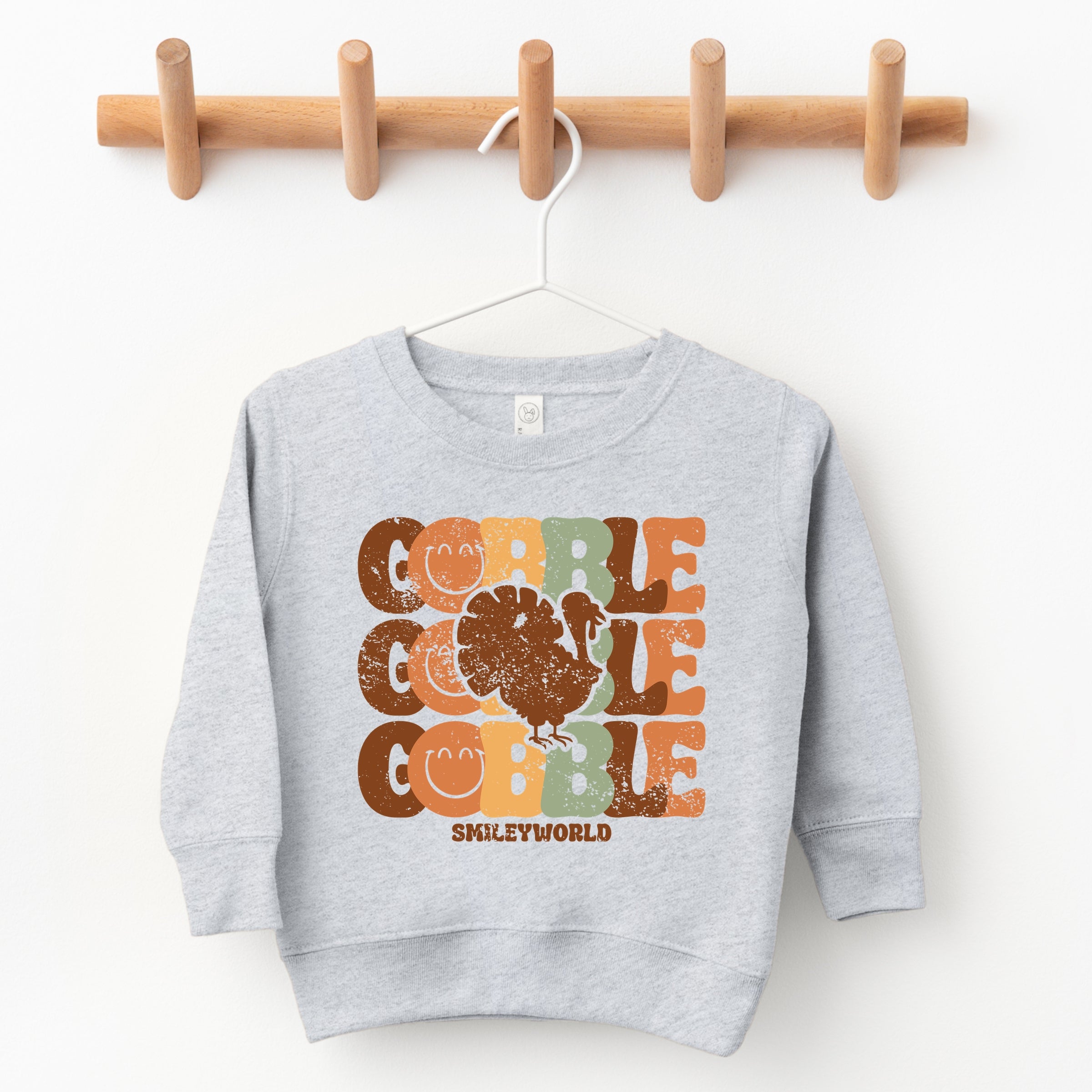 SmileyWorld Gobble Turkey Distressed - Toddler Graphic Sweatshirt and Youth Graphic Sweatshirt