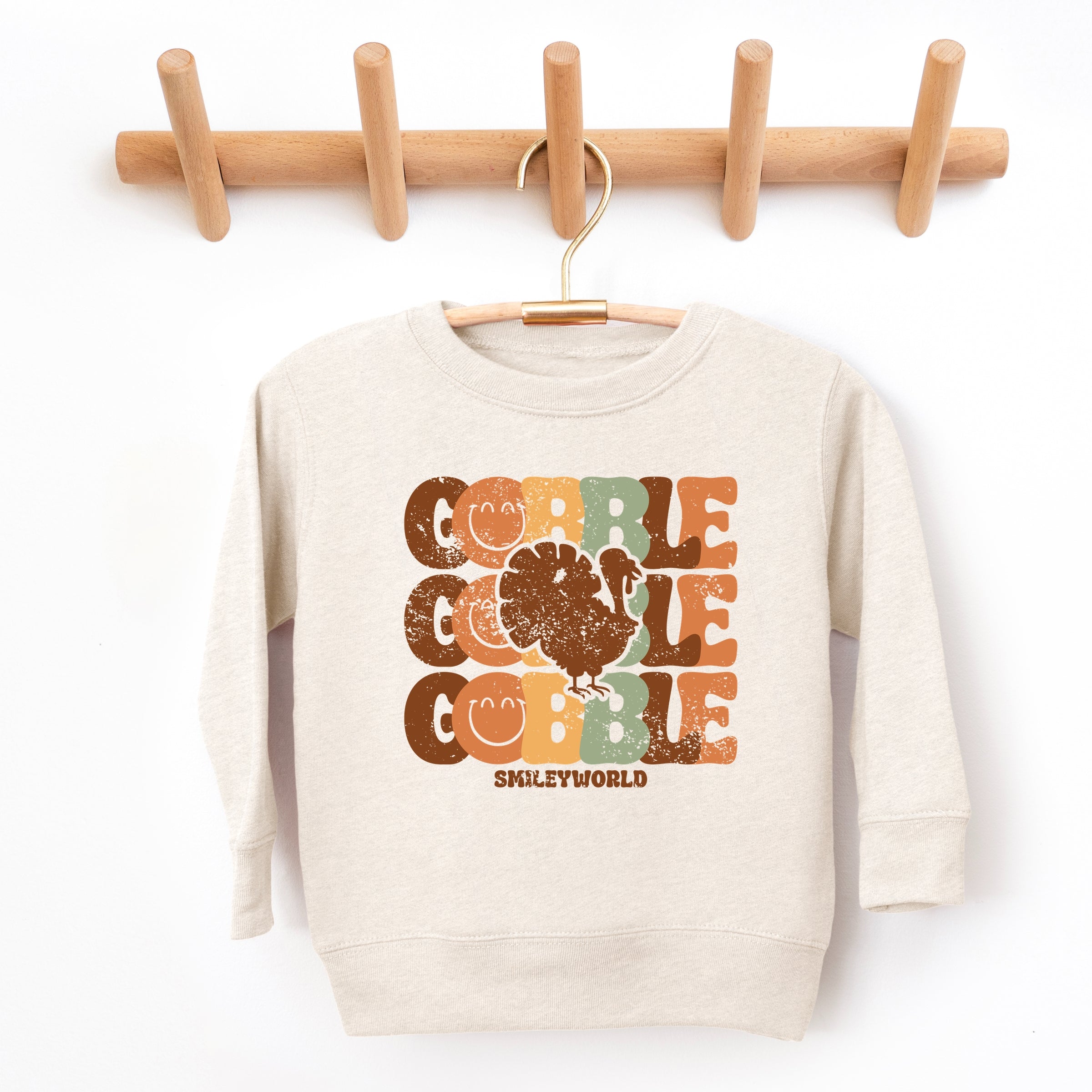 SmileyWorld Gobble Turkey Distressed - Toddler Graphic Sweatshirt and Youth Graphic Sweatshirt