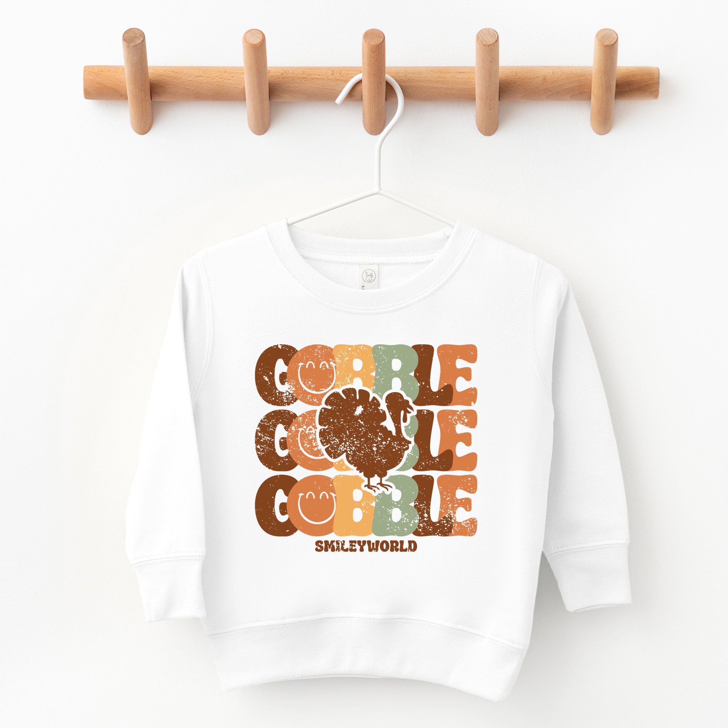 SmileyWorld Gobble Turkey Distressed - Toddler Graphic Sweatshirt and Youth Graphic Sweatshirt