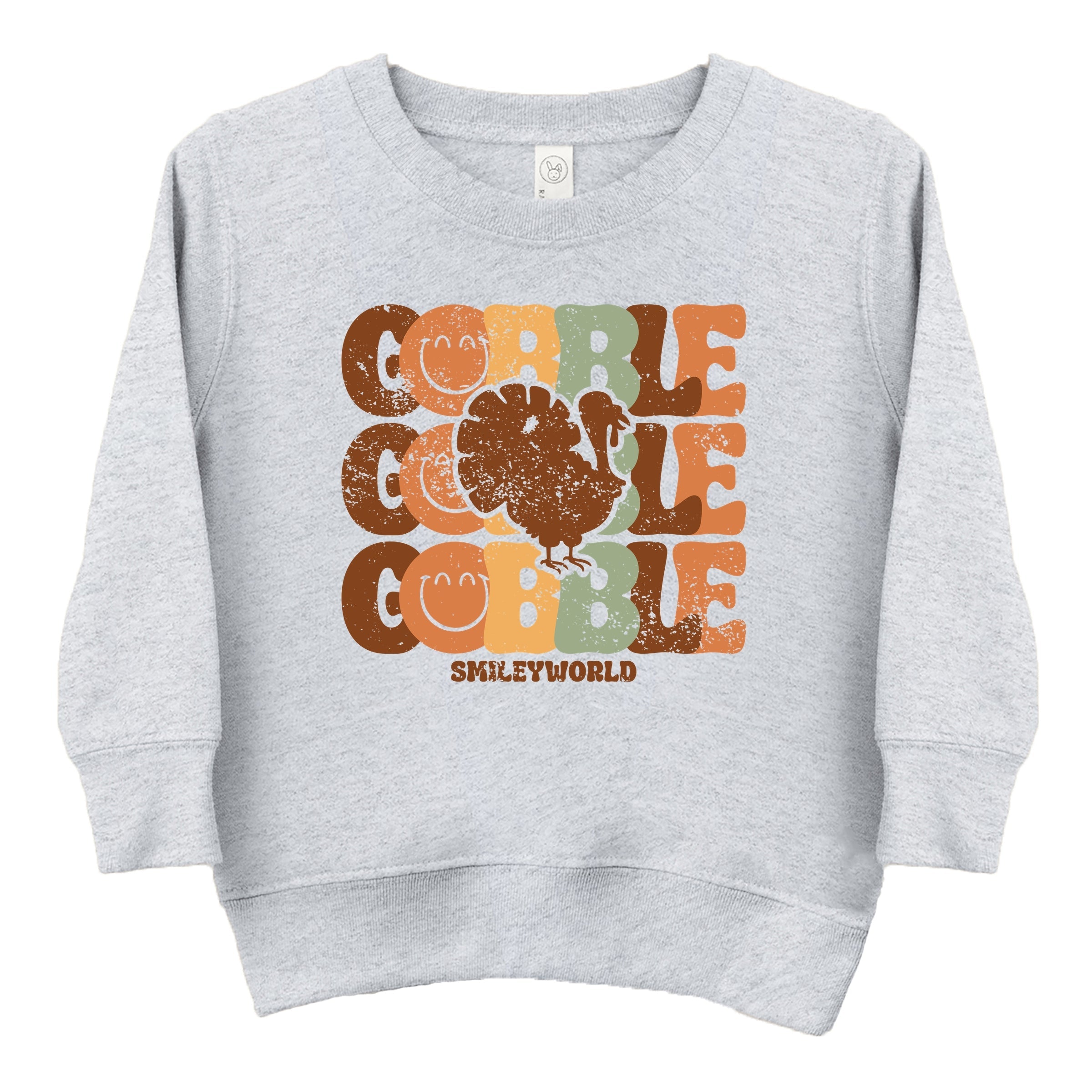 SmileyWorld Gobble Turkey Distressed - Toddler Graphic Sweatshirt and Youth Graphic Sweatshirt
