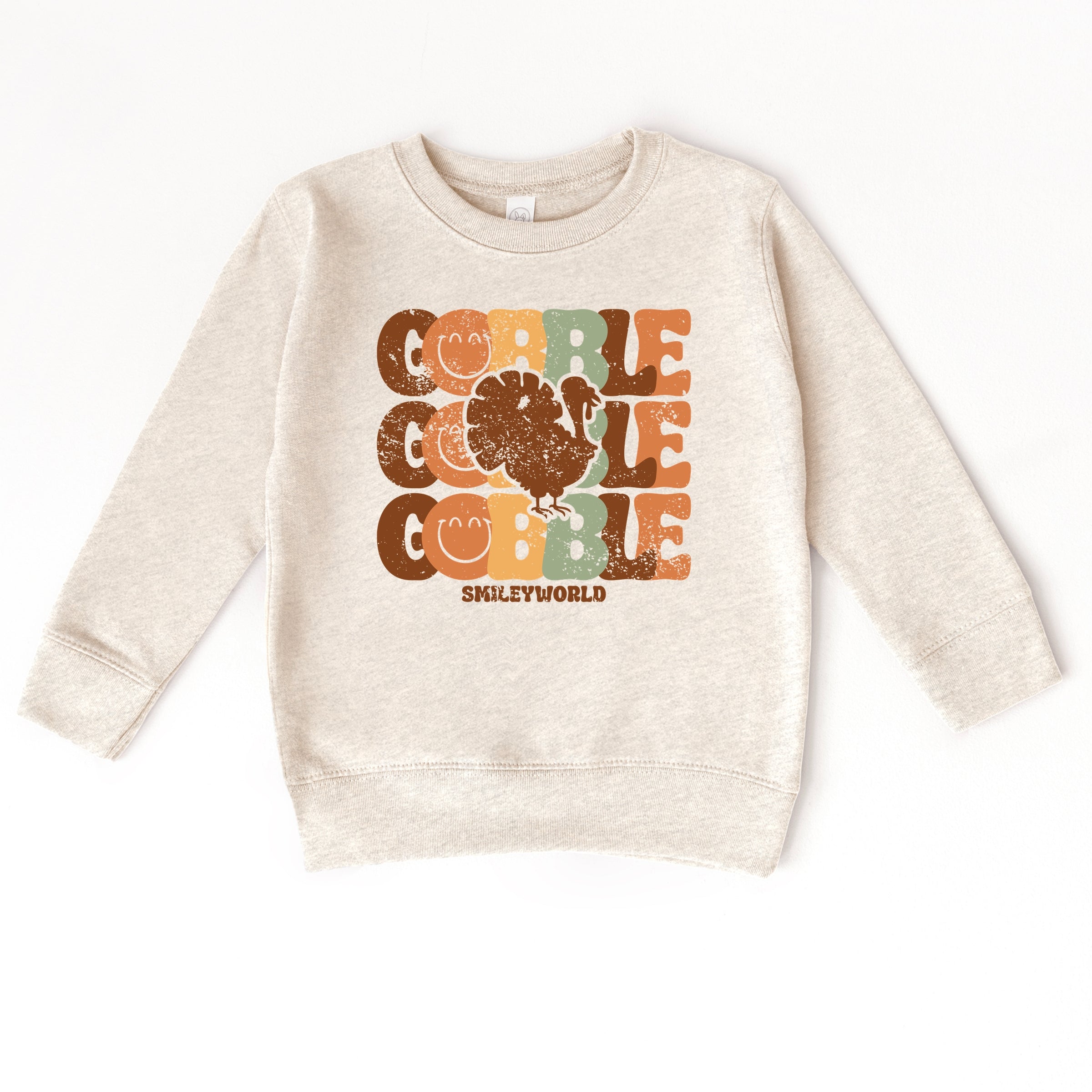 SmileyWorld Gobble Turkey Distressed - Toddler Graphic Sweatshirt and Youth Graphic Sweatshirt