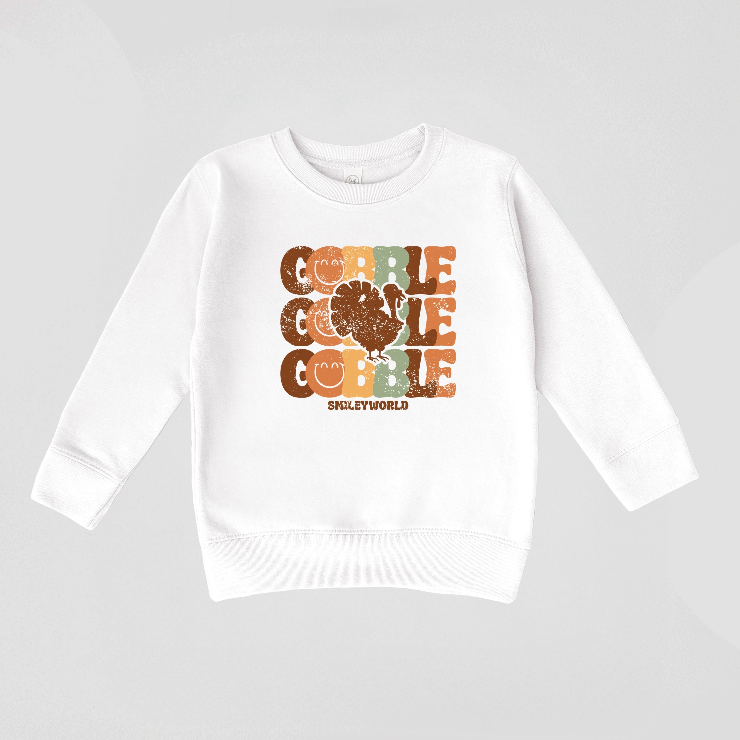 SmileyWorld Gobble Turkey Distressed - Toddler Graphic Sweatshirt and Youth Graphic Sweatshirt