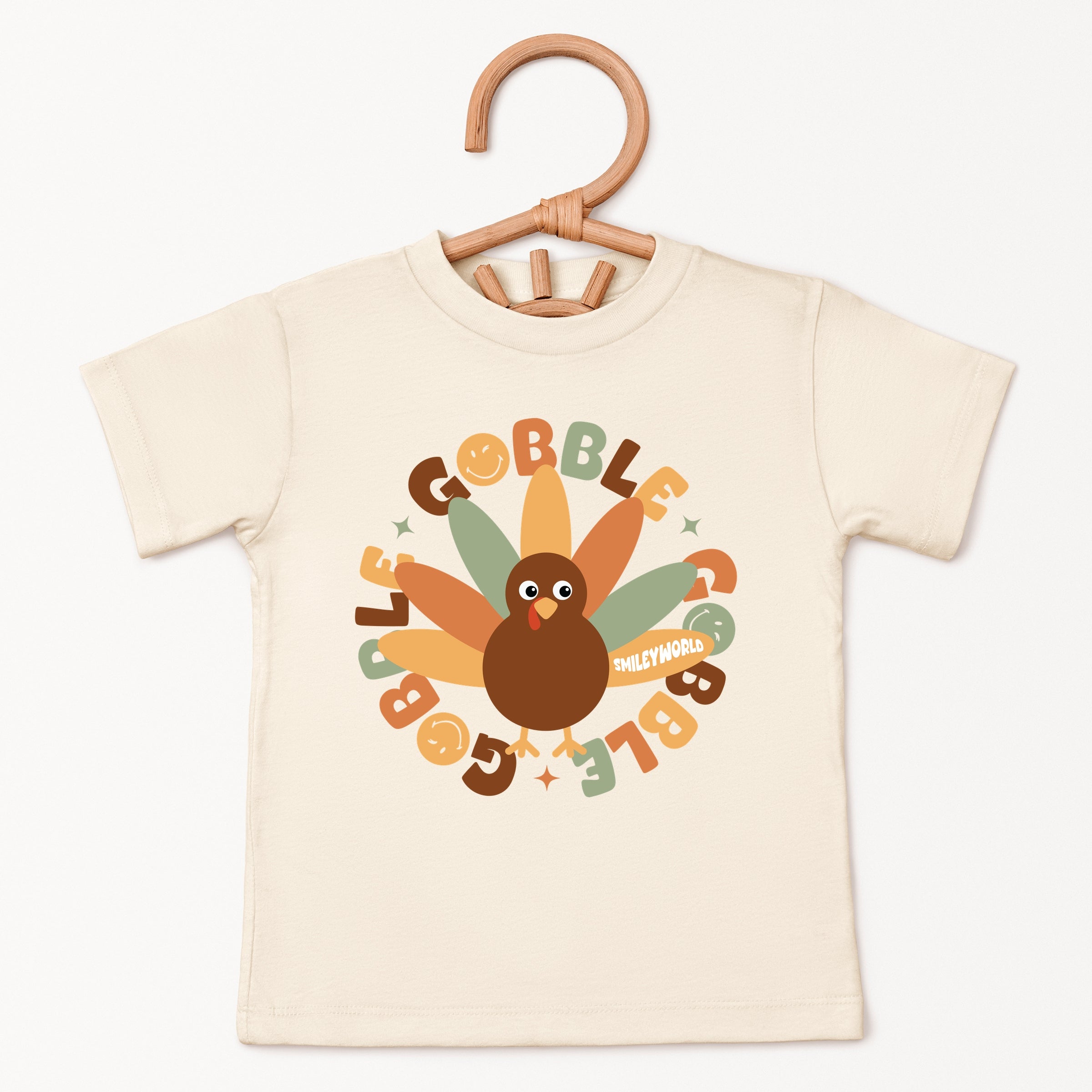 SmileyWorld Gobble Gobble Circle - Youth Short Sleeve Graphic T-Shirt and Toddler Short Sleeve Graphic T-Shirt