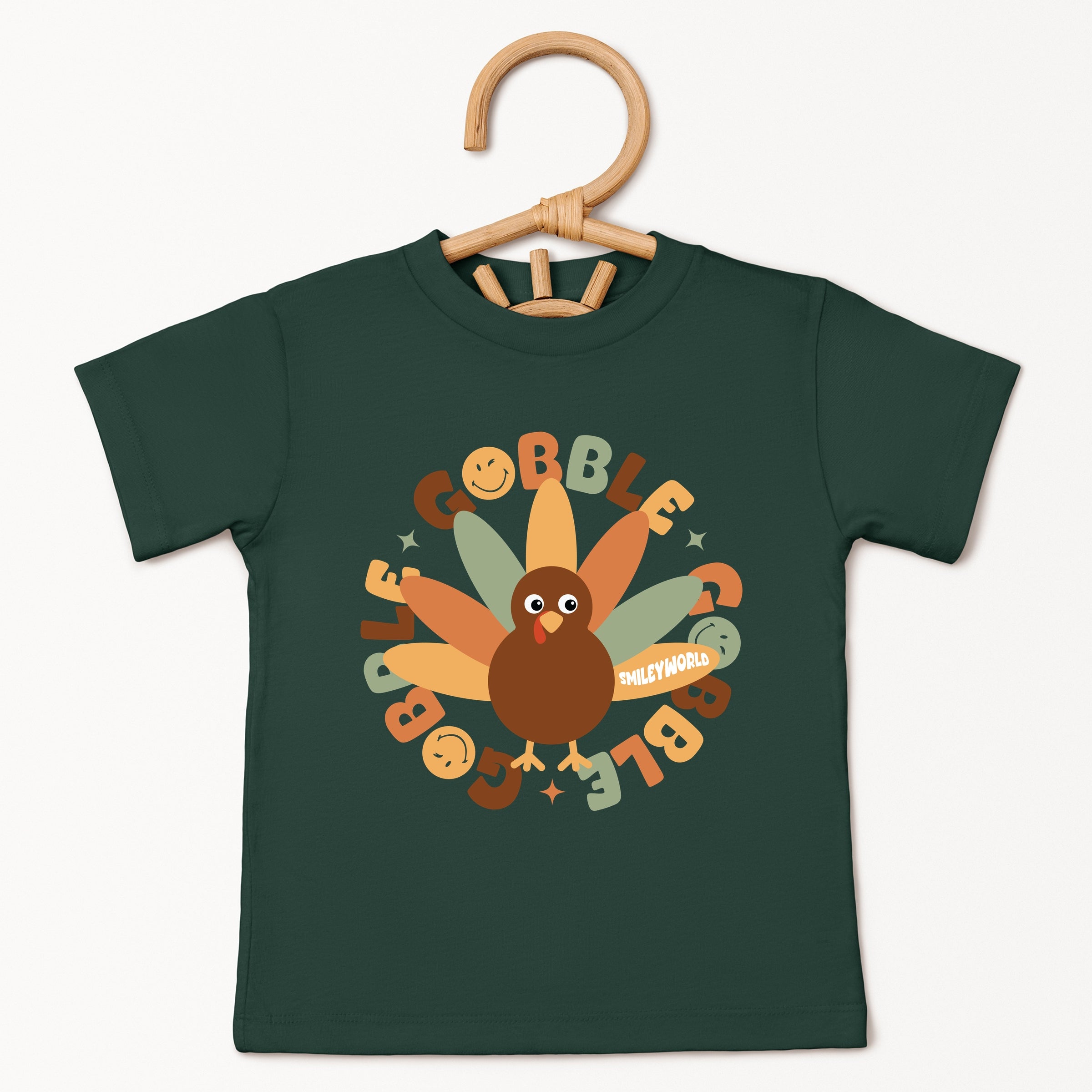 SmileyWorld Gobble Gobble Circle - Youth Short Sleeve Graphic T-Shirt and Toddler Short Sleeve Graphic T-Shirt