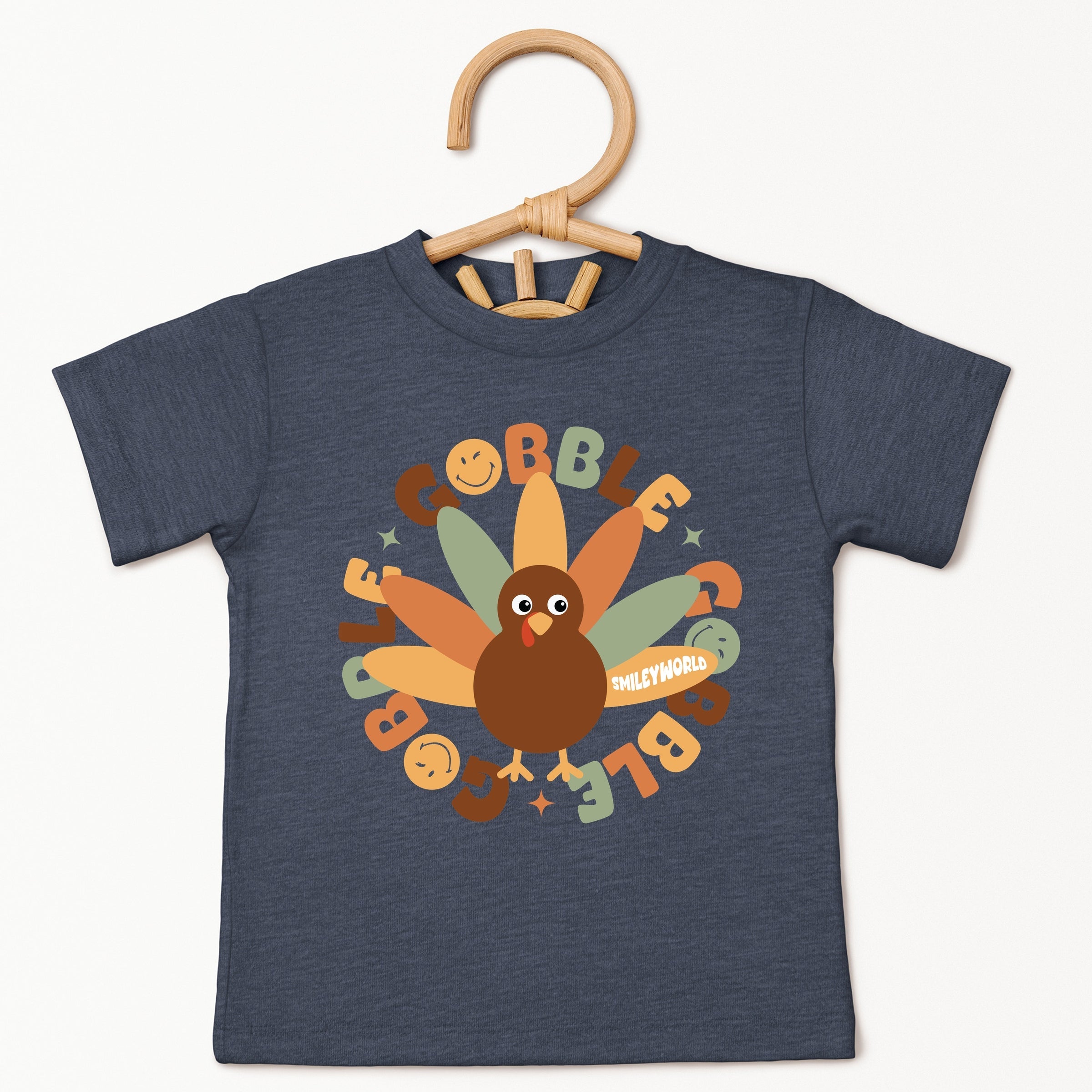 SmileyWorld Gobble Gobble Circle - Youth Short Sleeve Graphic T-Shirt and Toddler Short Sleeve Graphic T-Shirt