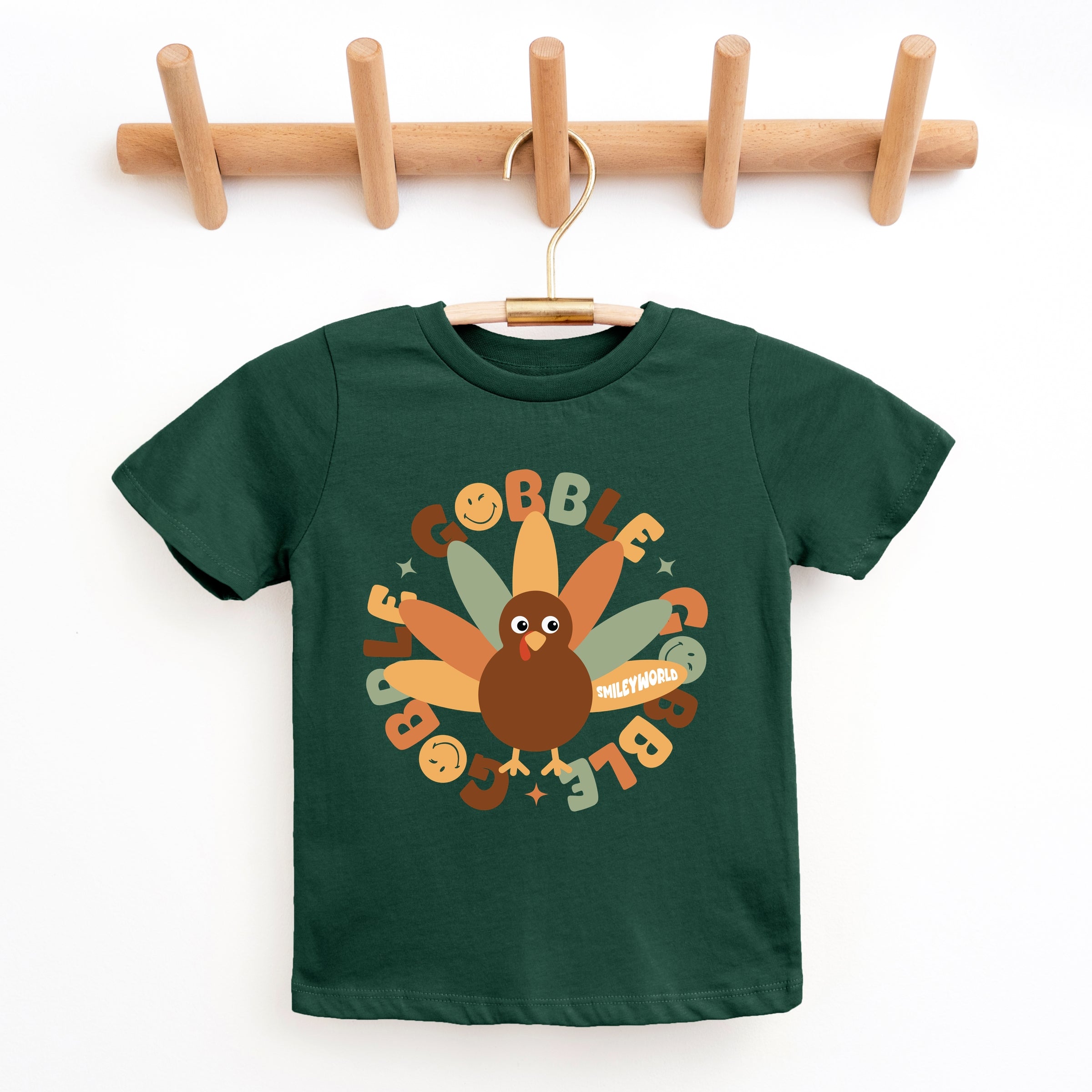 SmileyWorld Gobble Gobble Circle - Youth Short Sleeve Graphic T-Shirt and Toddler Short Sleeve Graphic T-Shirt