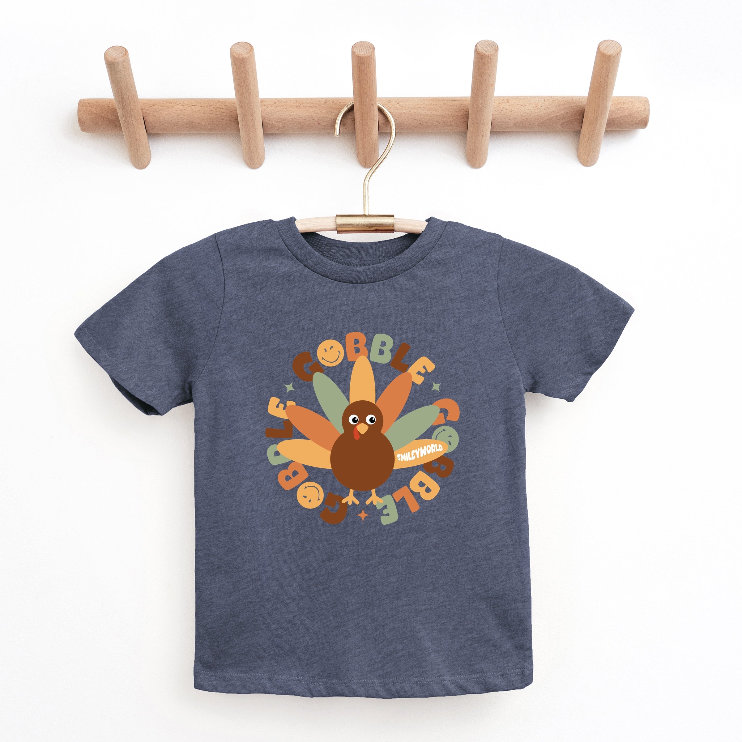 SmileyWorld Gobble Gobble Circle - Youth Short Sleeve Graphic T-Shirt and Toddler Short Sleeve Graphic T-Shirt