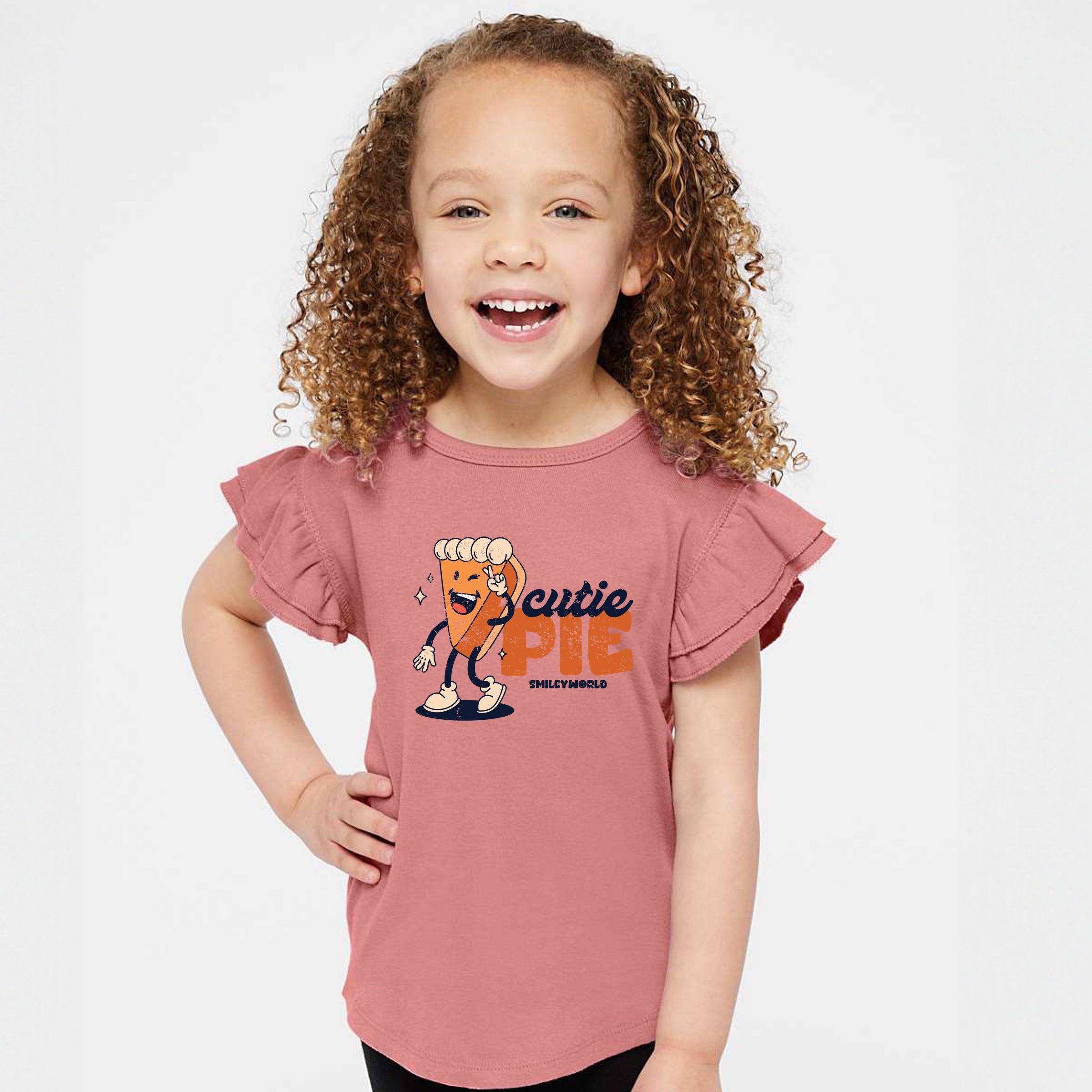 SmileyWorld Cutie Pie Pumpkin Pie - Flutter Sleeve Graphic T-Shirt