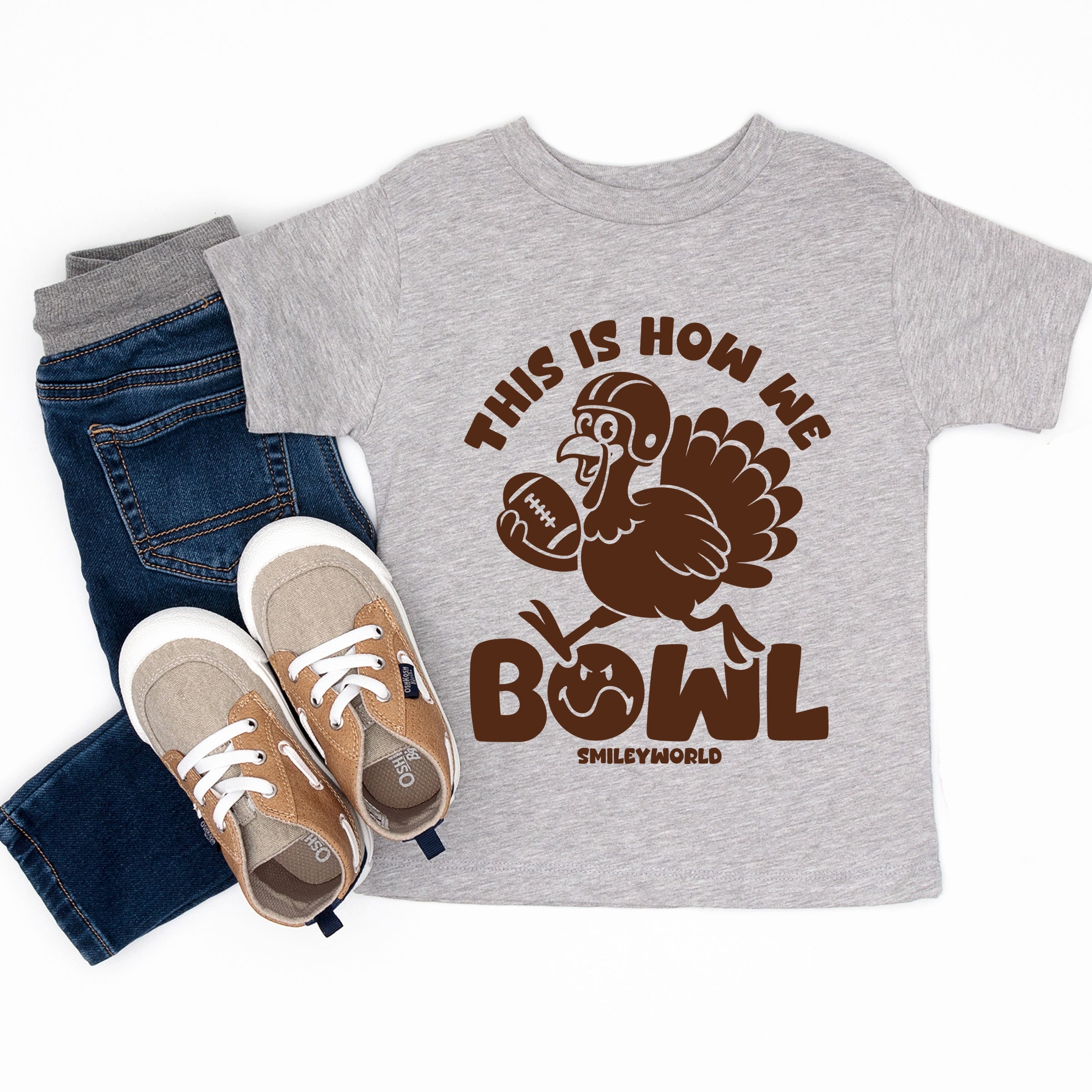 SmileyWorld This Is How We Bowl Turkey - Youth Short Sleeve Graphic T-Shirt and Toddler Short Sleeve Graphic T-Shirt