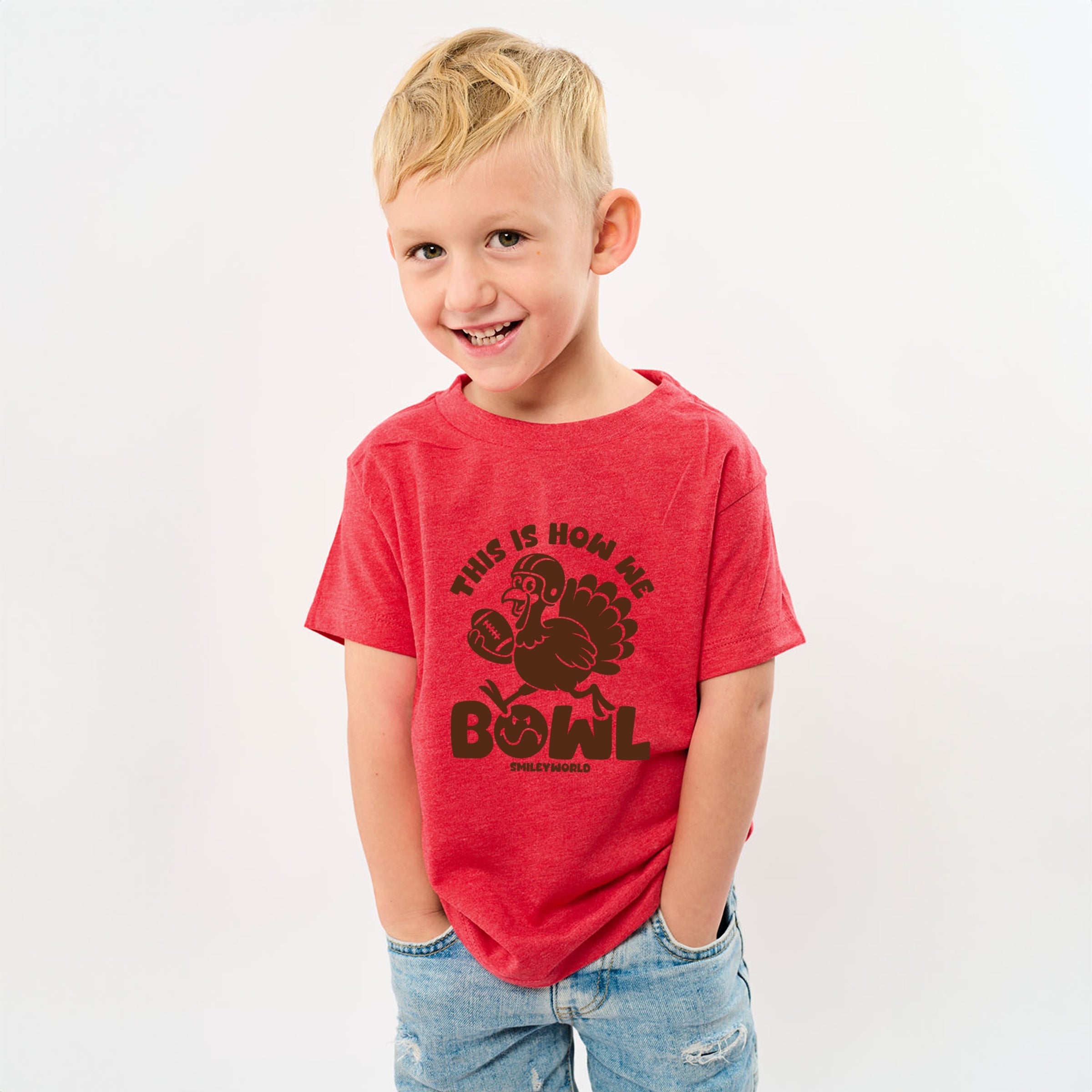 SmileyWorld This Is How We Bowl Turkey - Youth Short Sleeve Graphic T-Shirt and Toddler Short Sleeve Graphic T-Shirt