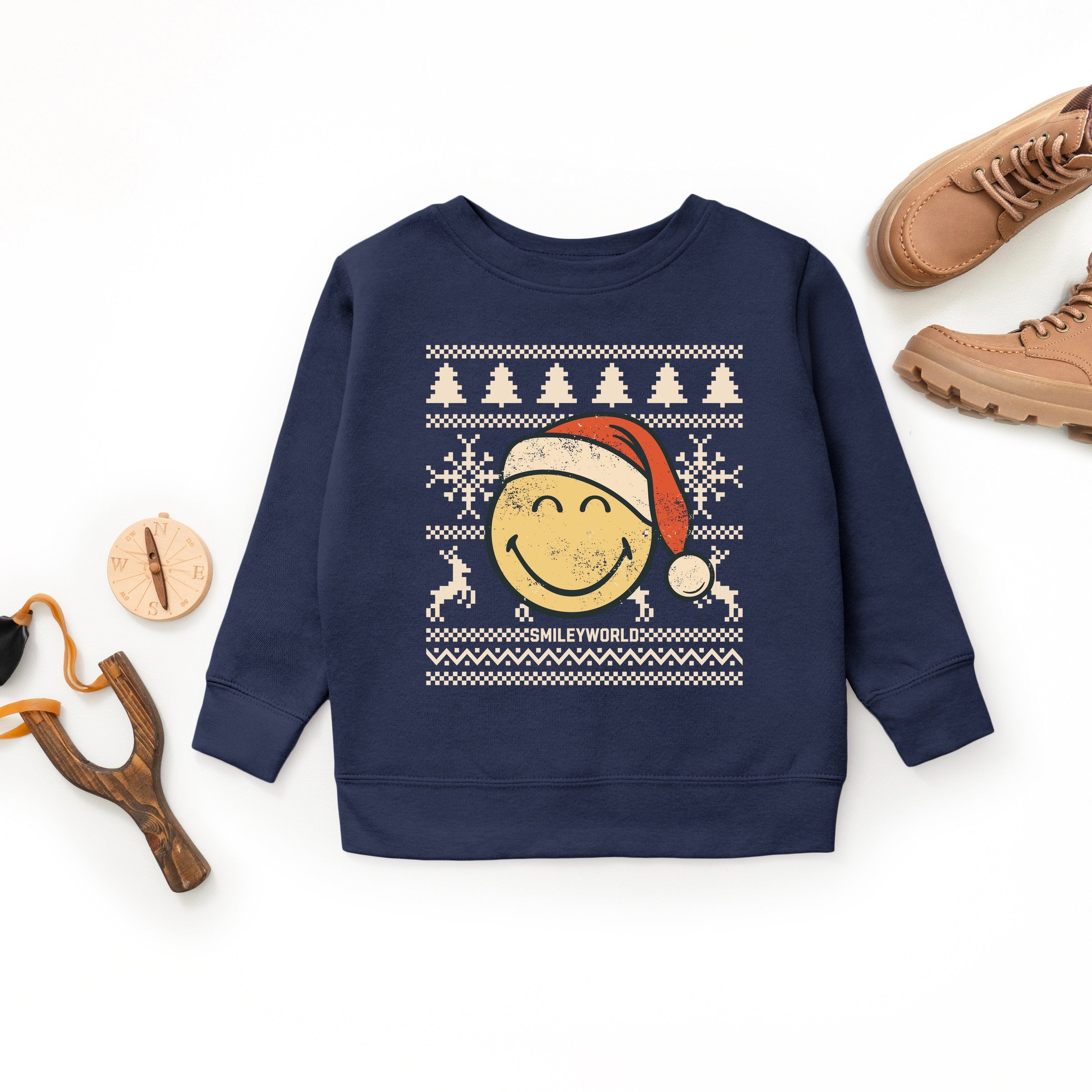 SmileyWorld Ugly Christmas Sweater Distressed - Youth Graphic Sweatshirt