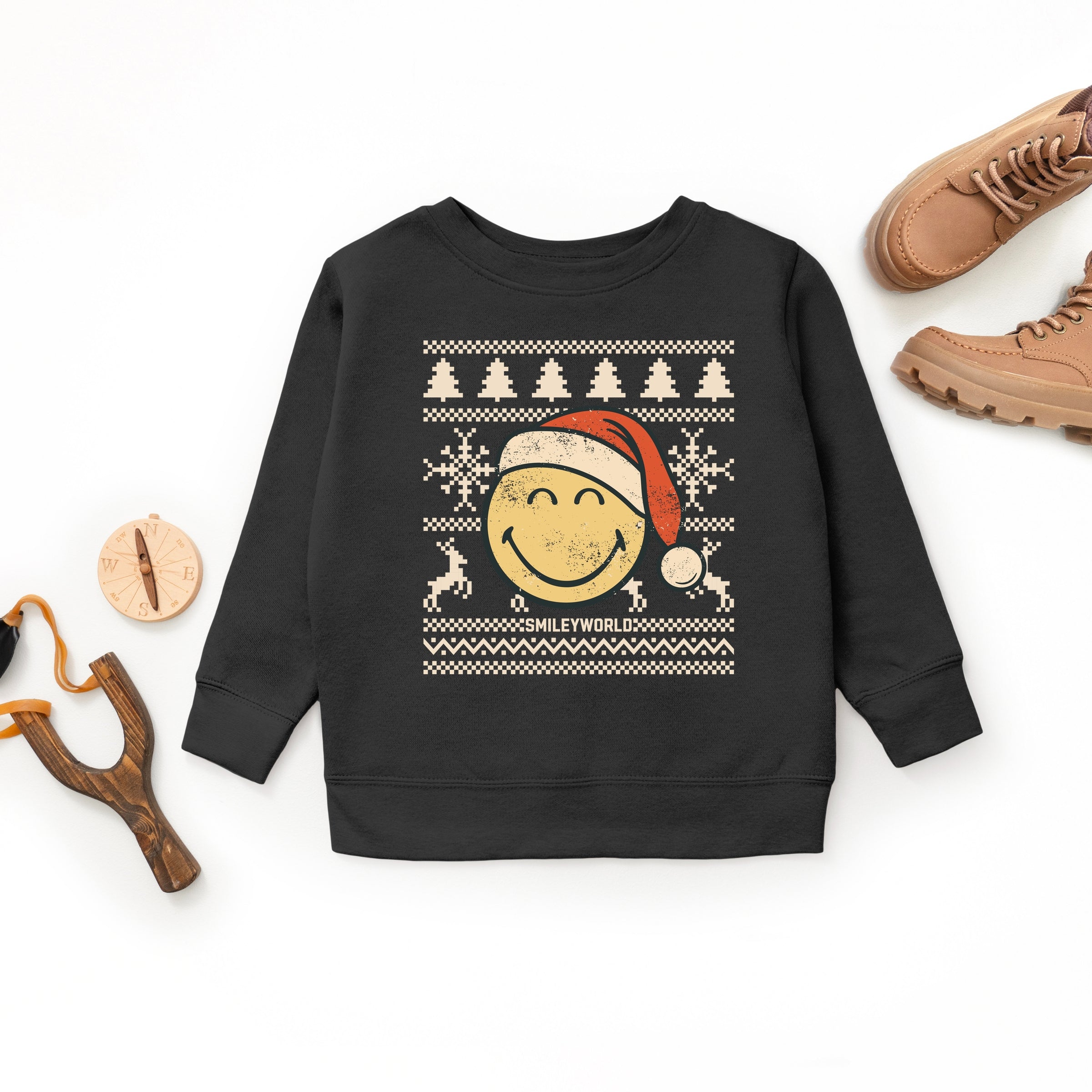 SmileyWorld Ugly Christmas Sweater Distressed - Youth Graphic Sweatshirt