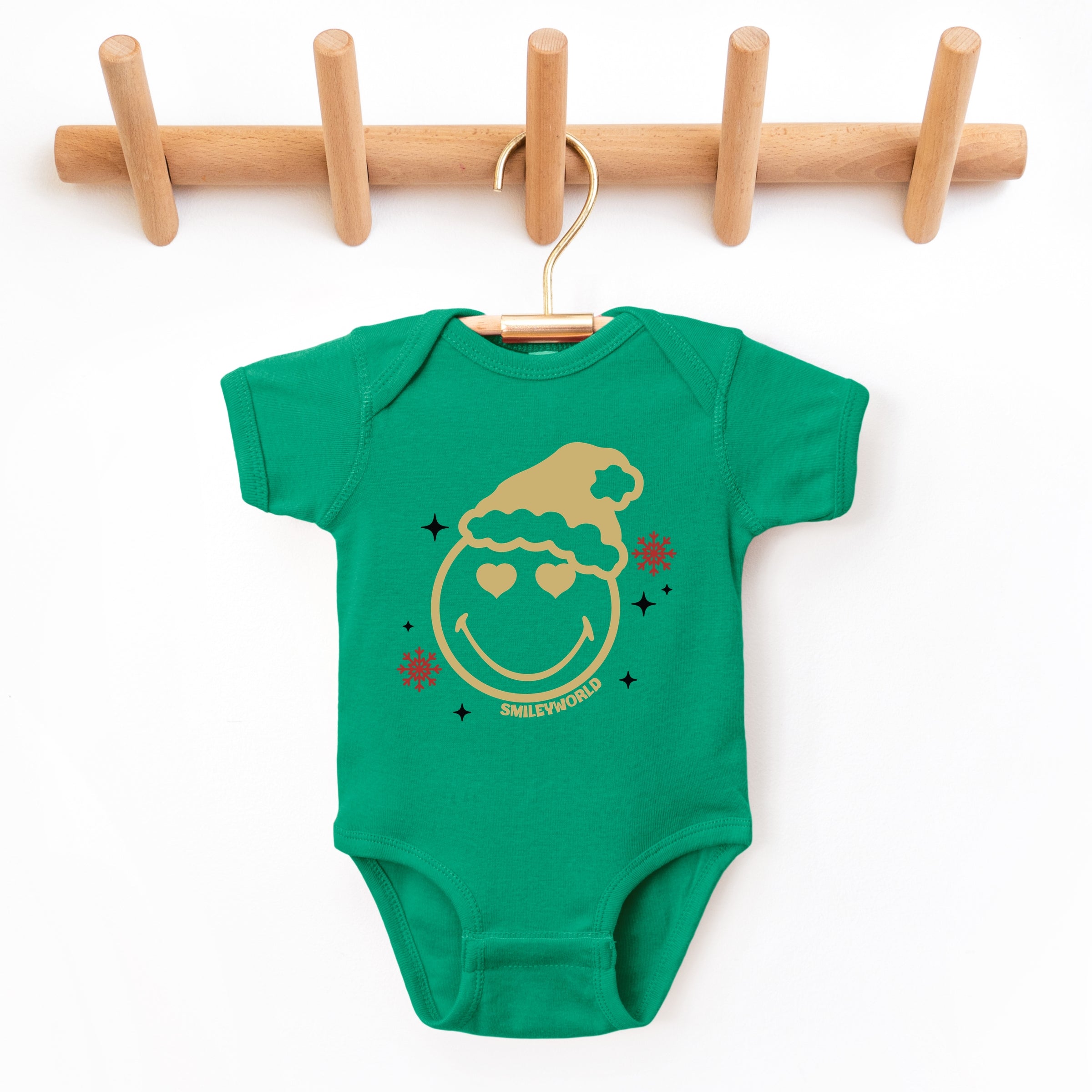 SmileyWorld Christmas Heart Eyes - Baby Short Sleeve Graphic Bodysuit