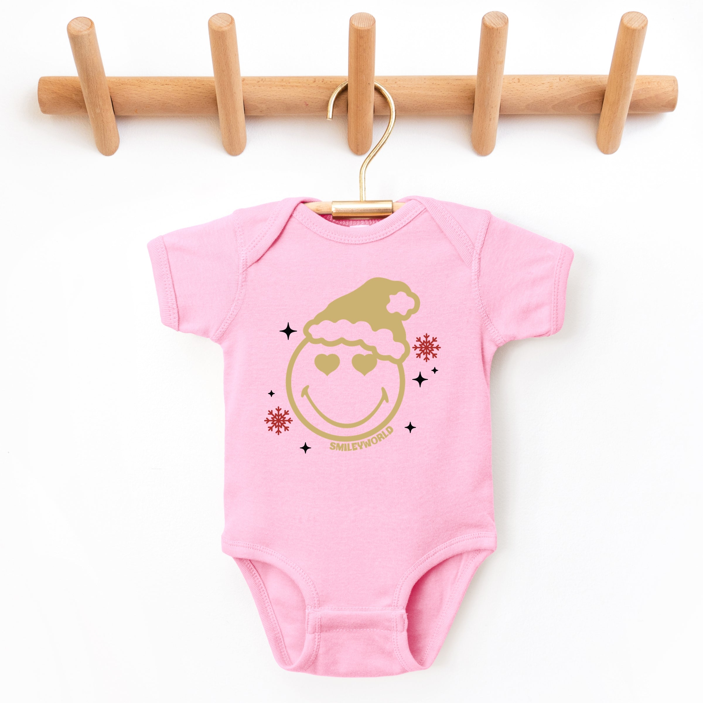 SmileyWorld Christmas Heart Eyes - Baby Short Sleeve Graphic Bodysuit