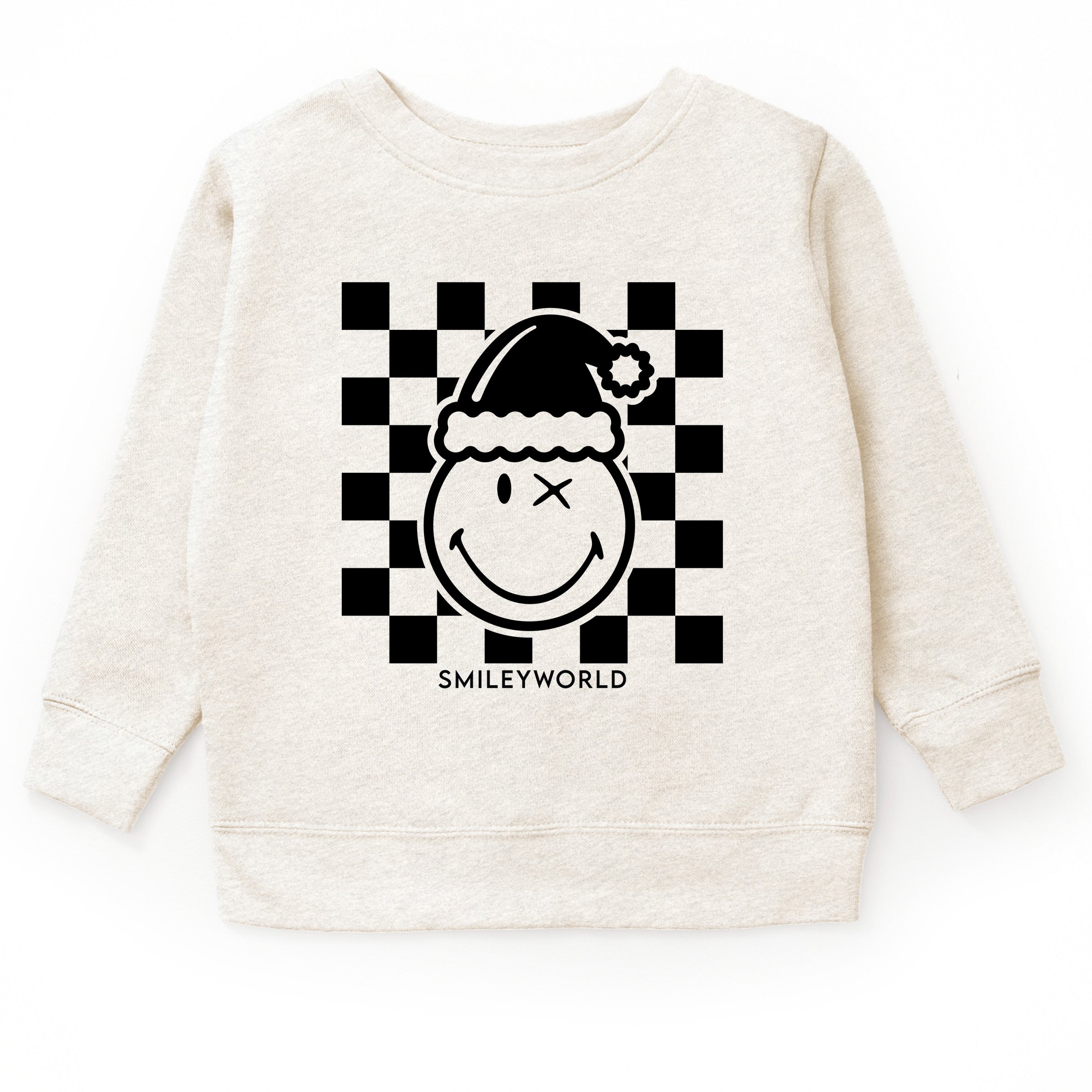 SmileyWorld Checkered Christmas Wink - Youth Graphic Sweatshirt
