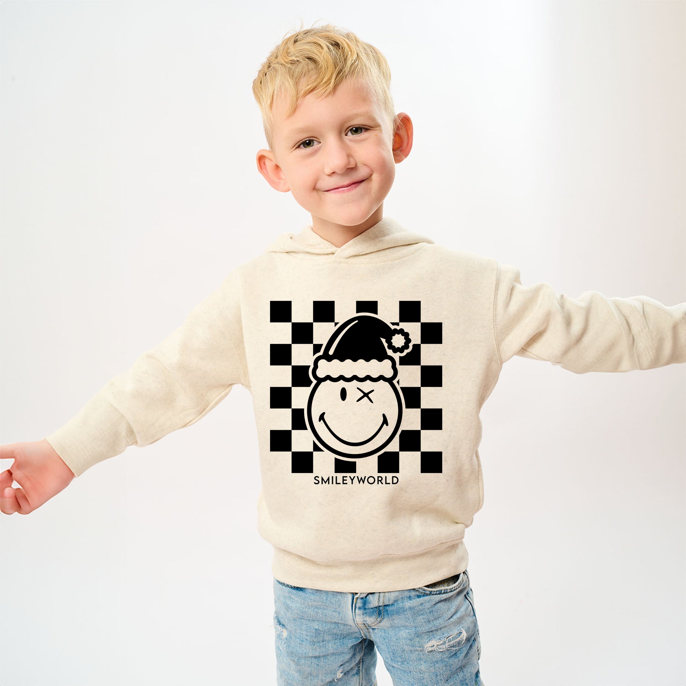 SmileyWorld Checkered Christmas Wink - Toddler Hoodie
