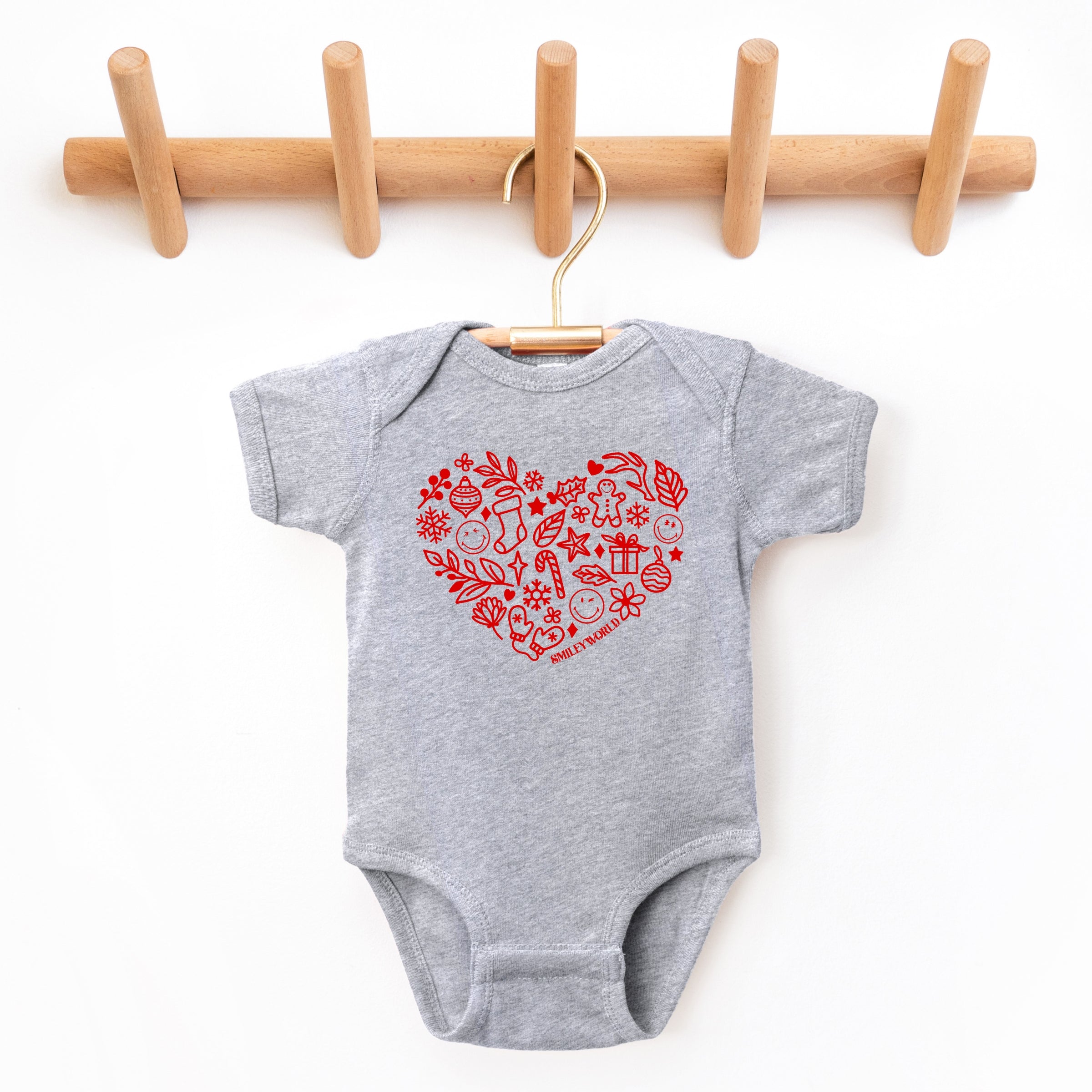 SmileyWorld Christmas Outline Heart - Baby Short Sleeve Graphic Bodysuit