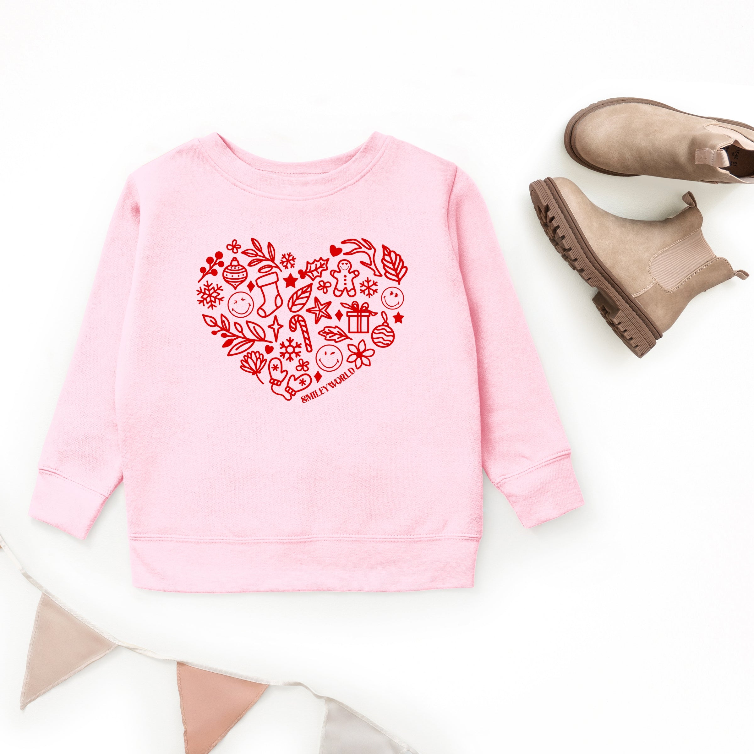 SmileyWorld Christmas Outline Heart - Youth Graphic Sweatshirt