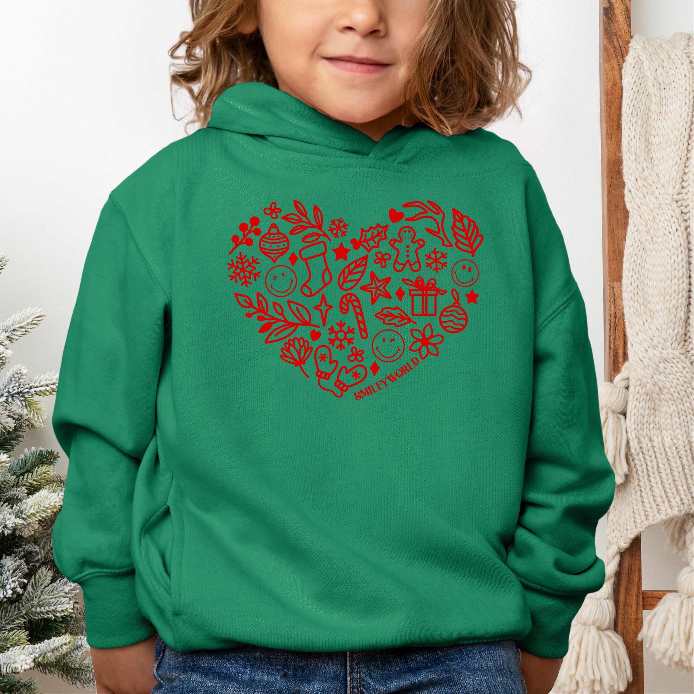 SmileyWorld Christmas Outline Heart - Toddler Hoodie