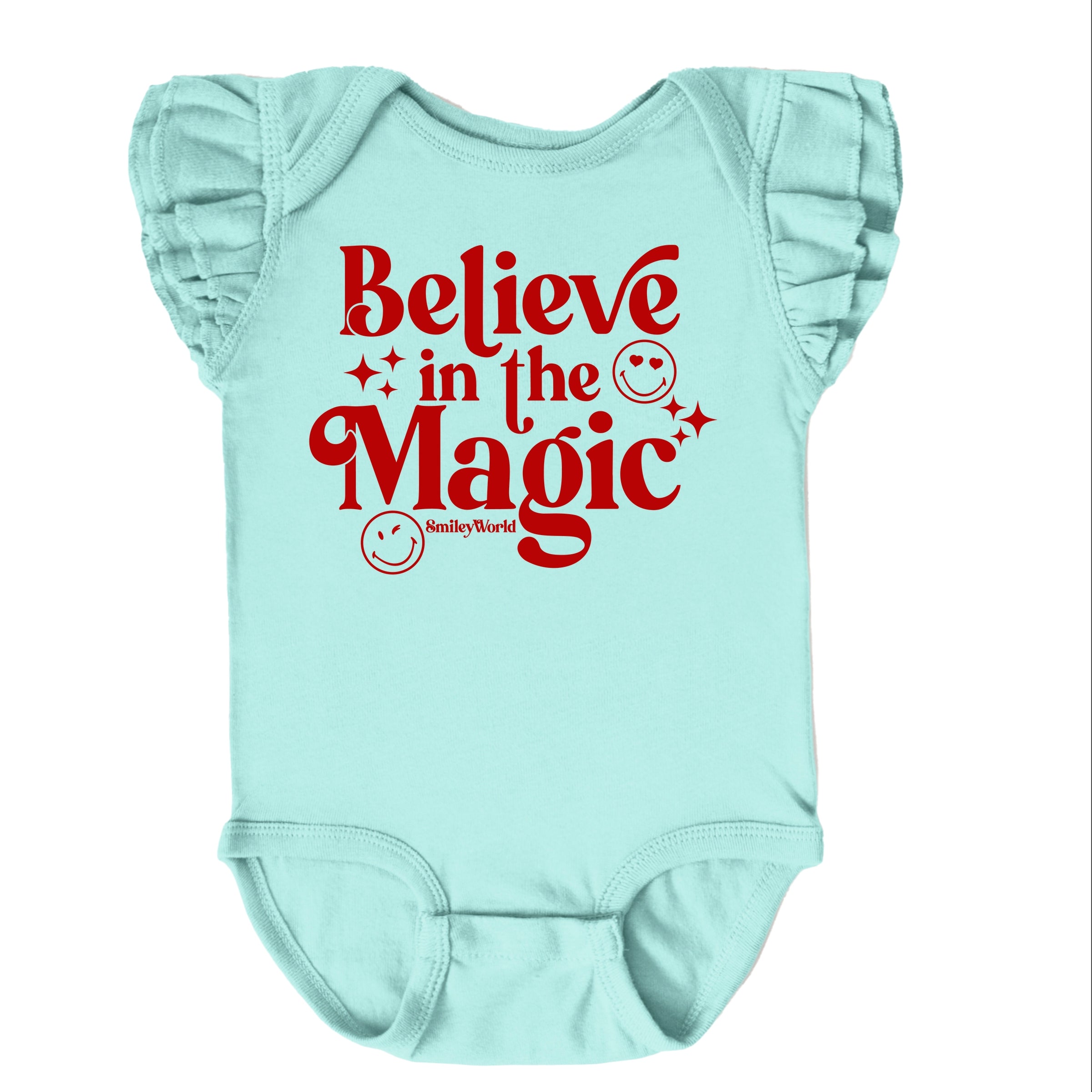 SmileyWorld Believe in Magic Sparkle - Baby Flutter Sleeve Bodysuit
