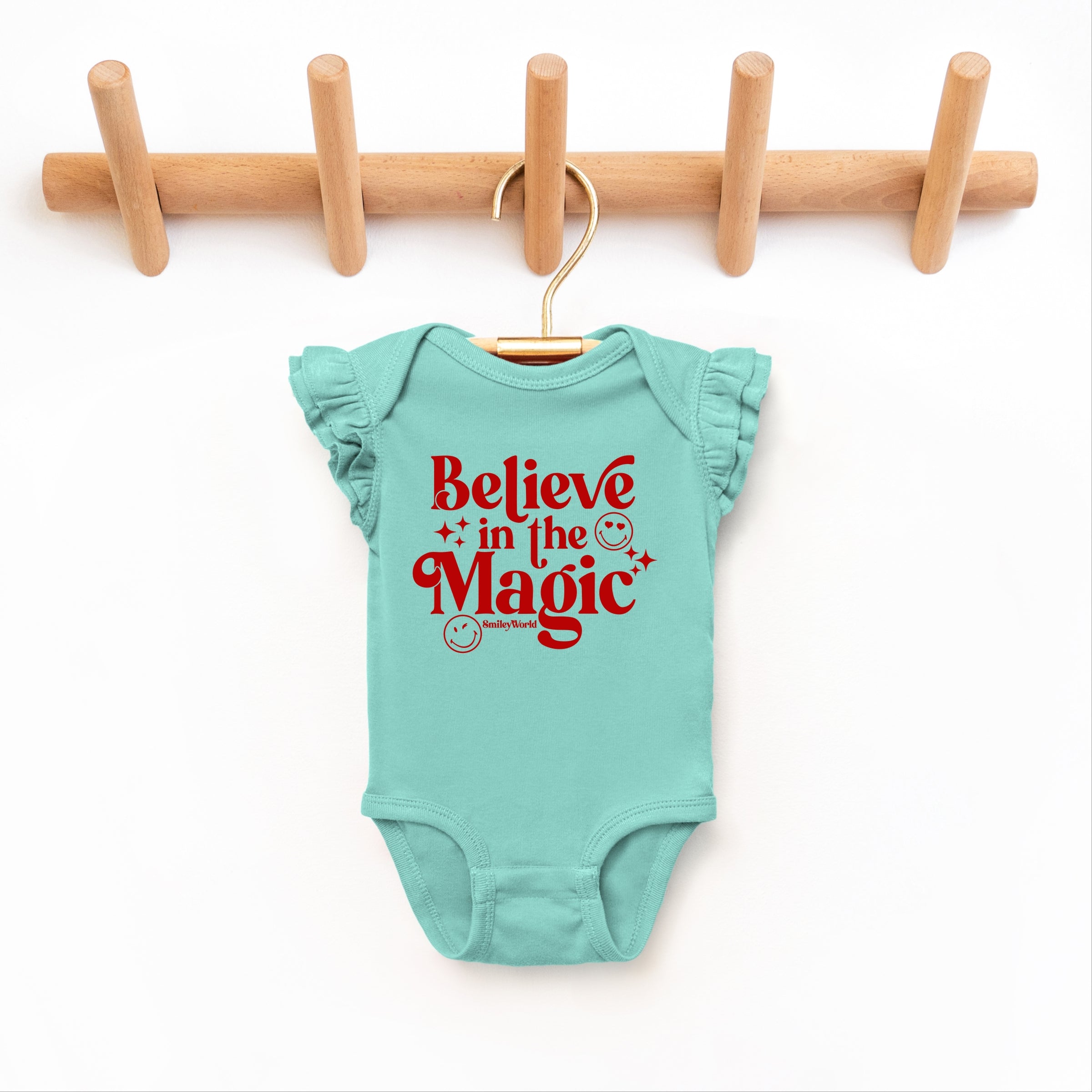 SmileyWorld Believe in Magic Sparkle - Baby Flutter Sleeve Bodysuit