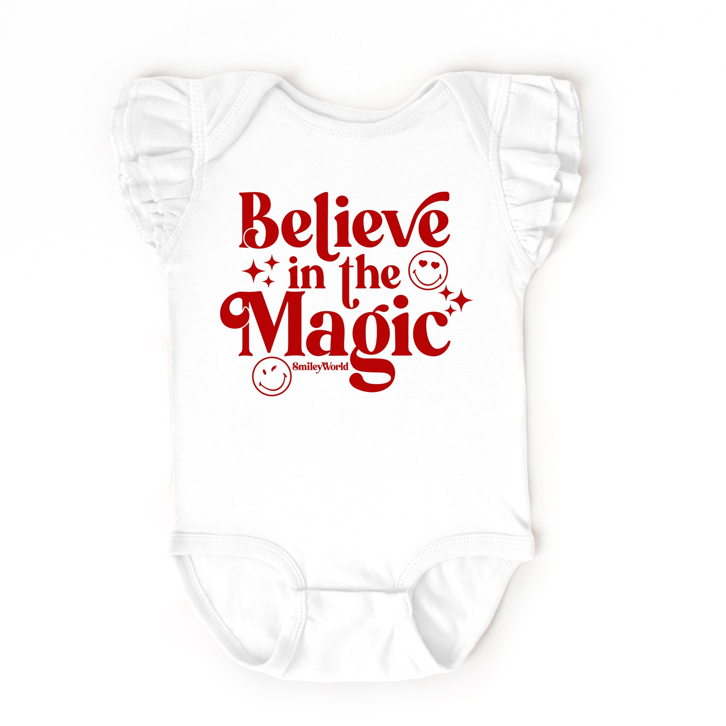 SmileyWorld Believe in Magic Sparkle - Baby Flutter Sleeve Bodysuit