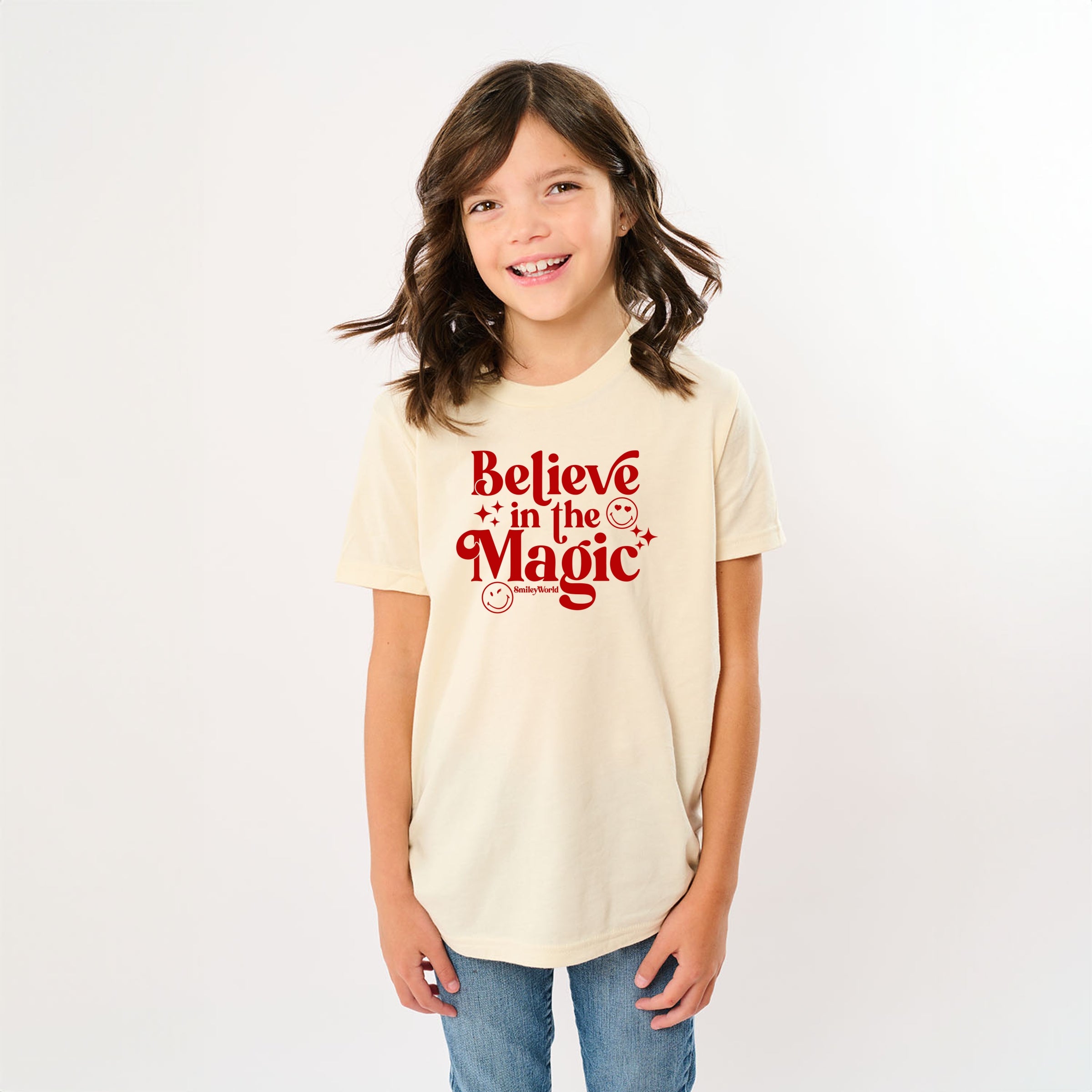 SmileyWorld Believe in Magic Sparkle - Youth Short Sleeve Graphic T-Shirt