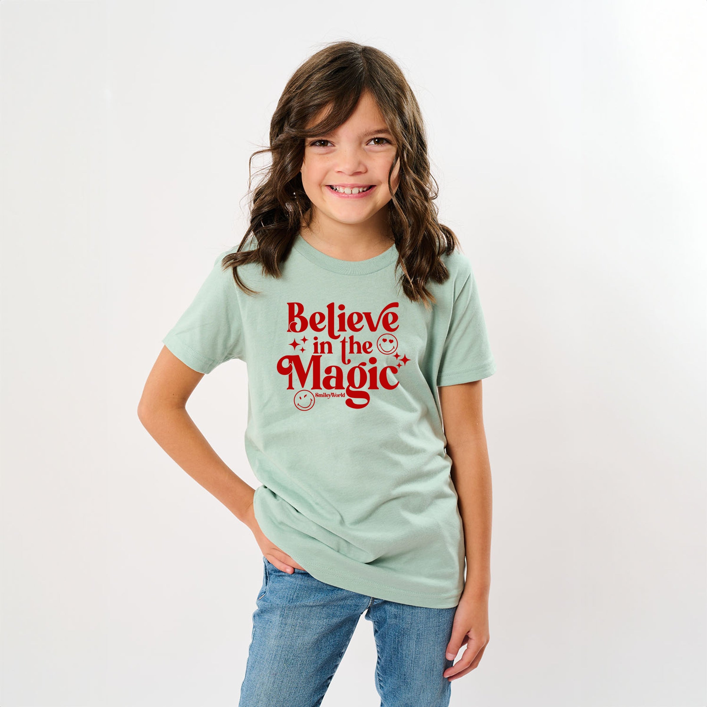 SmileyWorld Believe in Magic Sparkle - Youth Short Sleeve Graphic T-Shirt