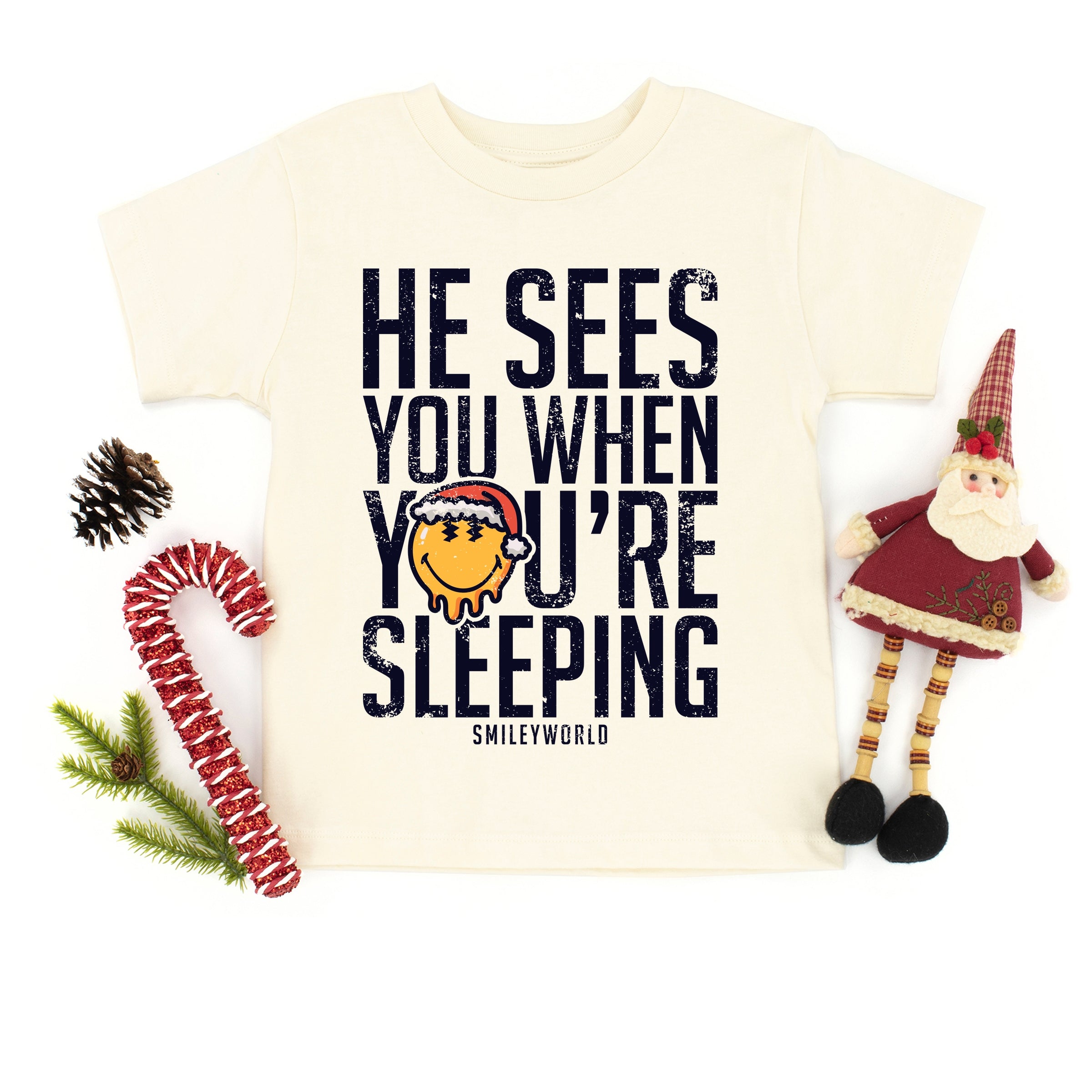 SmileyWorld He Sees You When You're Sleeping - Toddler Short Sleeve Graphic T-Shirt