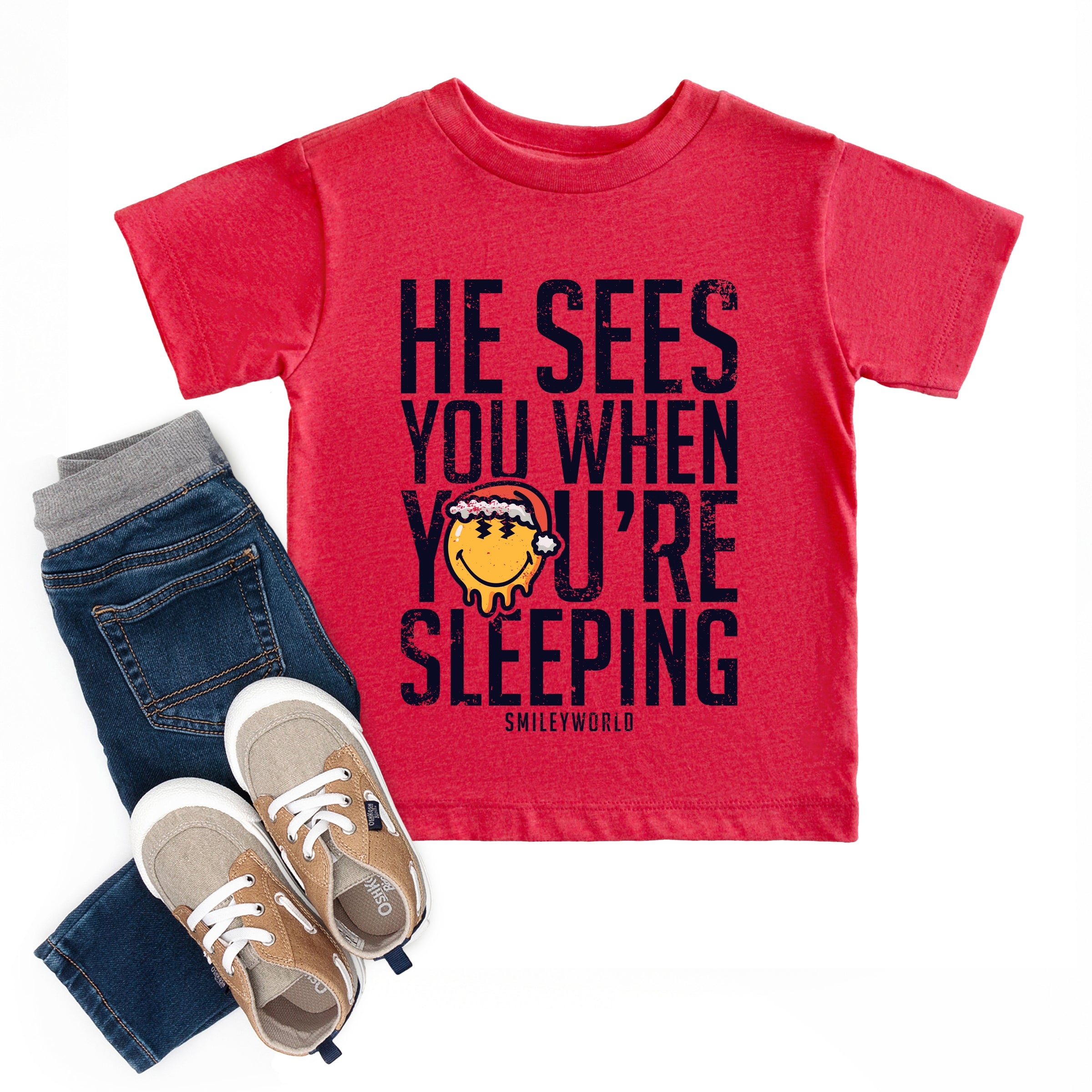 SmileyWorld He Sees You When You're Sleeping - Toddler Short Sleeve Graphic T-Shirt