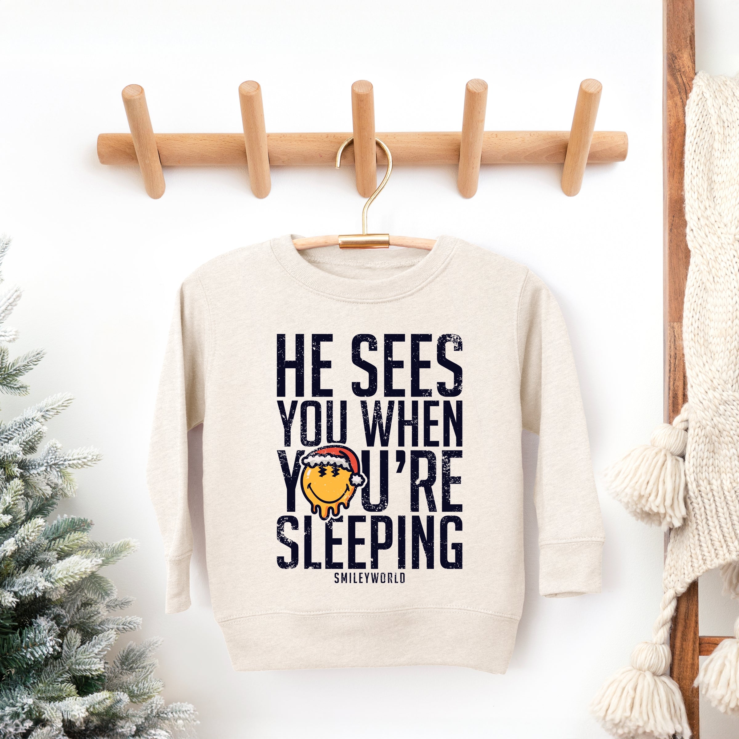 SmileyWorld He Sees You When You're Sleeping - Toddler Graphic Sweatshirt