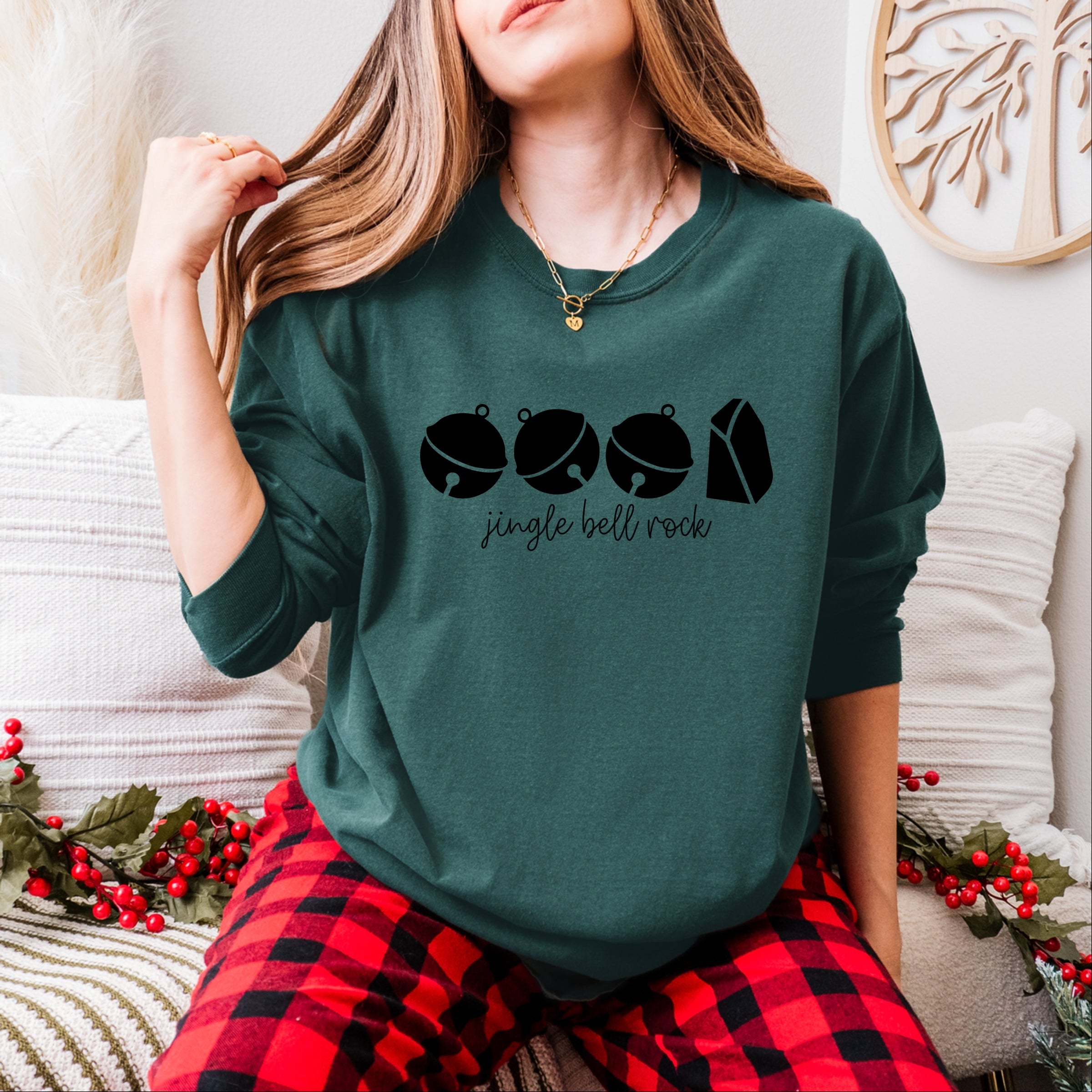 Jingle Bell Rock Icons - Womens Garment Dyed Long Sleeve