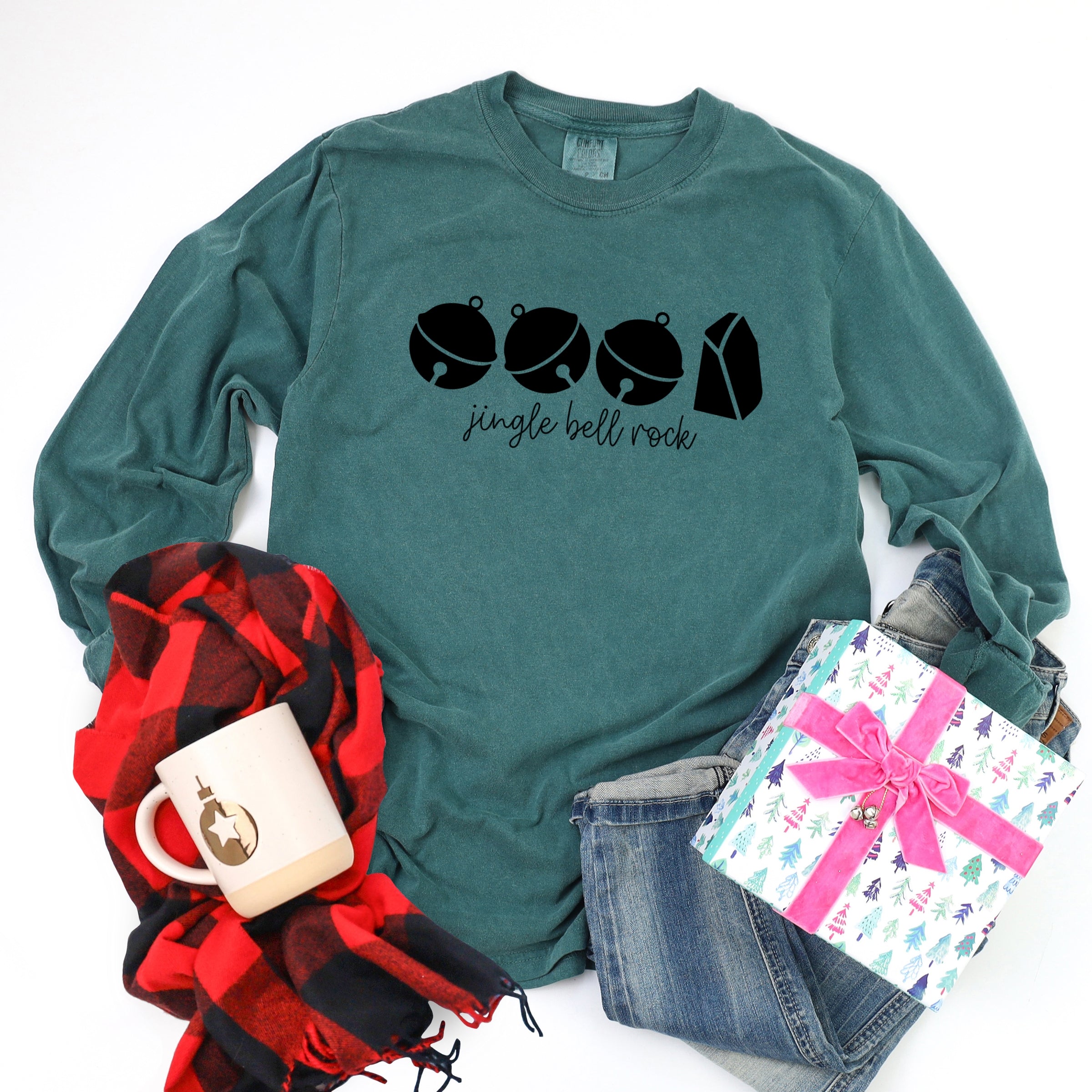 Jingle Bell Rock Icons - Womens Garment Dyed Long Sleeve