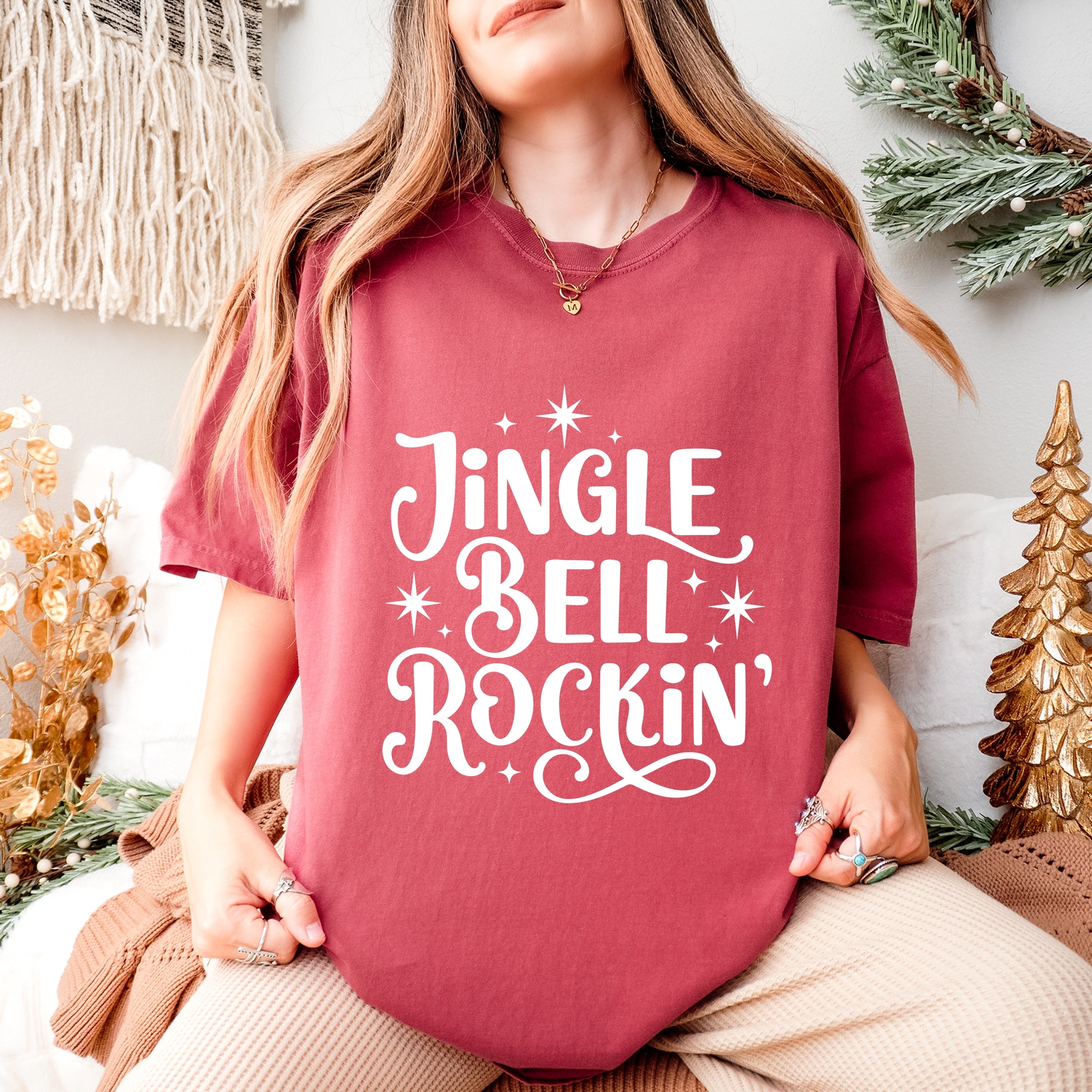 Jingle Bell Rockin' Sparkle - Womens Garment Dyed Tee