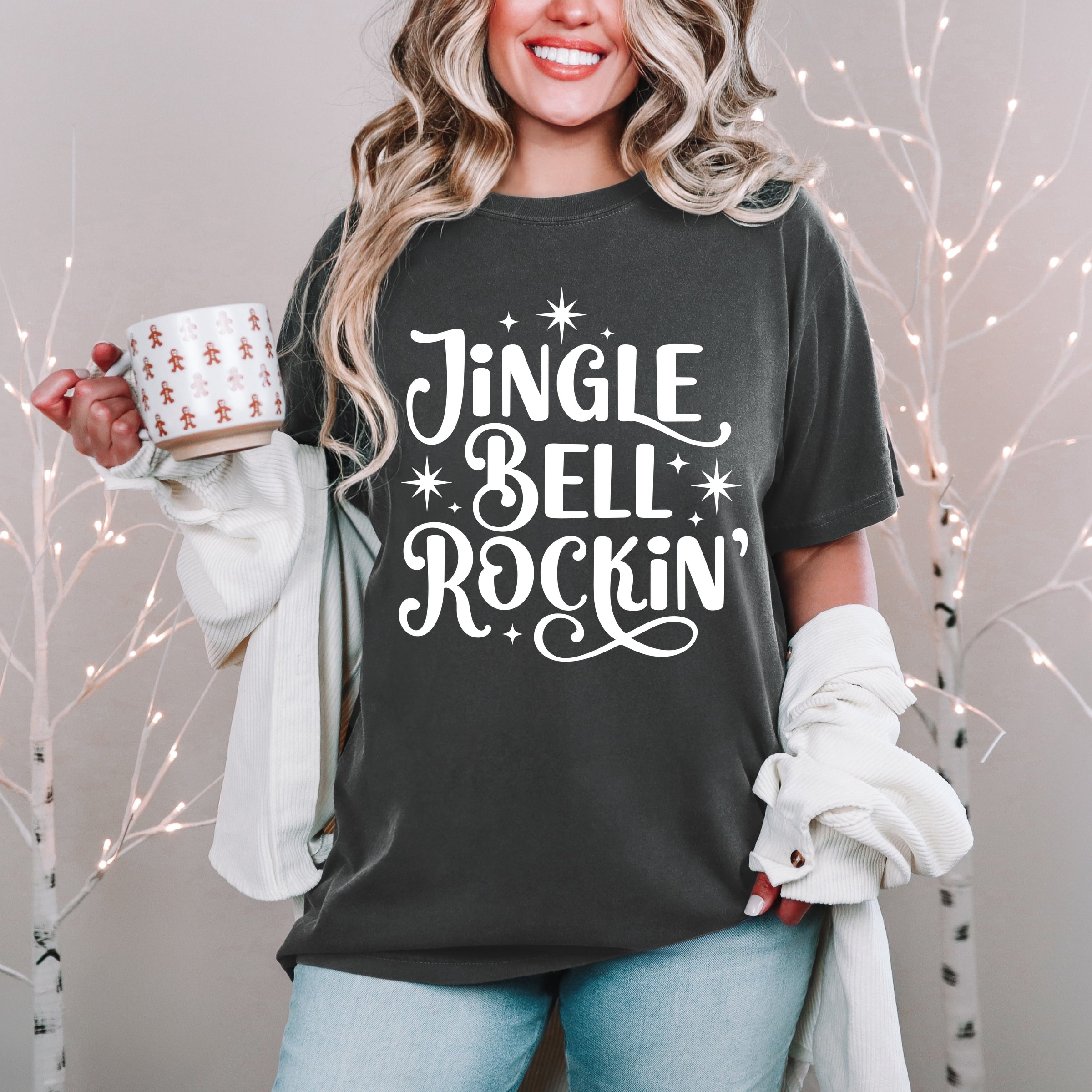 Jingle Bell Rockin' Sparkle - Womens Garment Dyed Tee