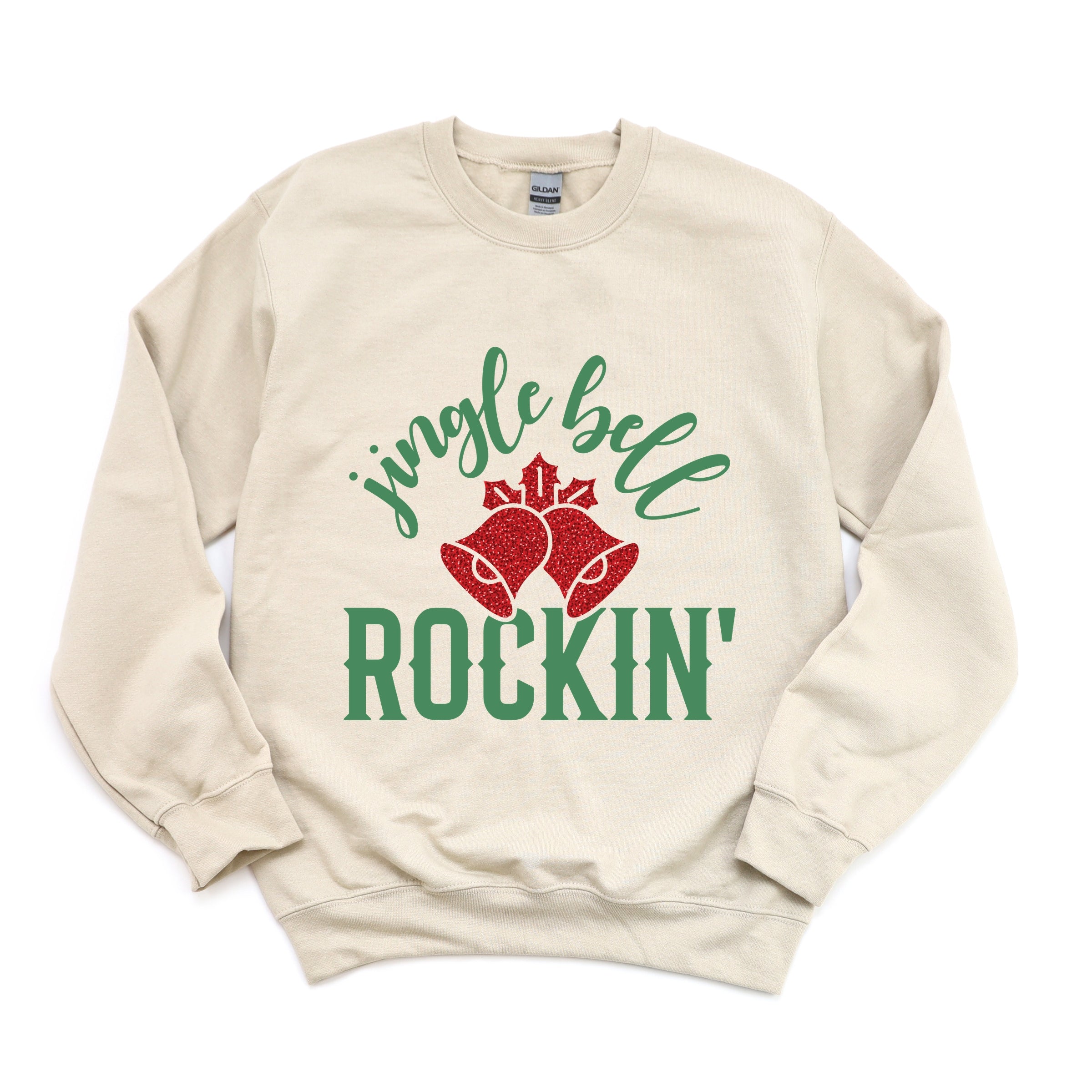 Jingle Bell Rockin' Bell Glitter -  Womens Sweatshirt