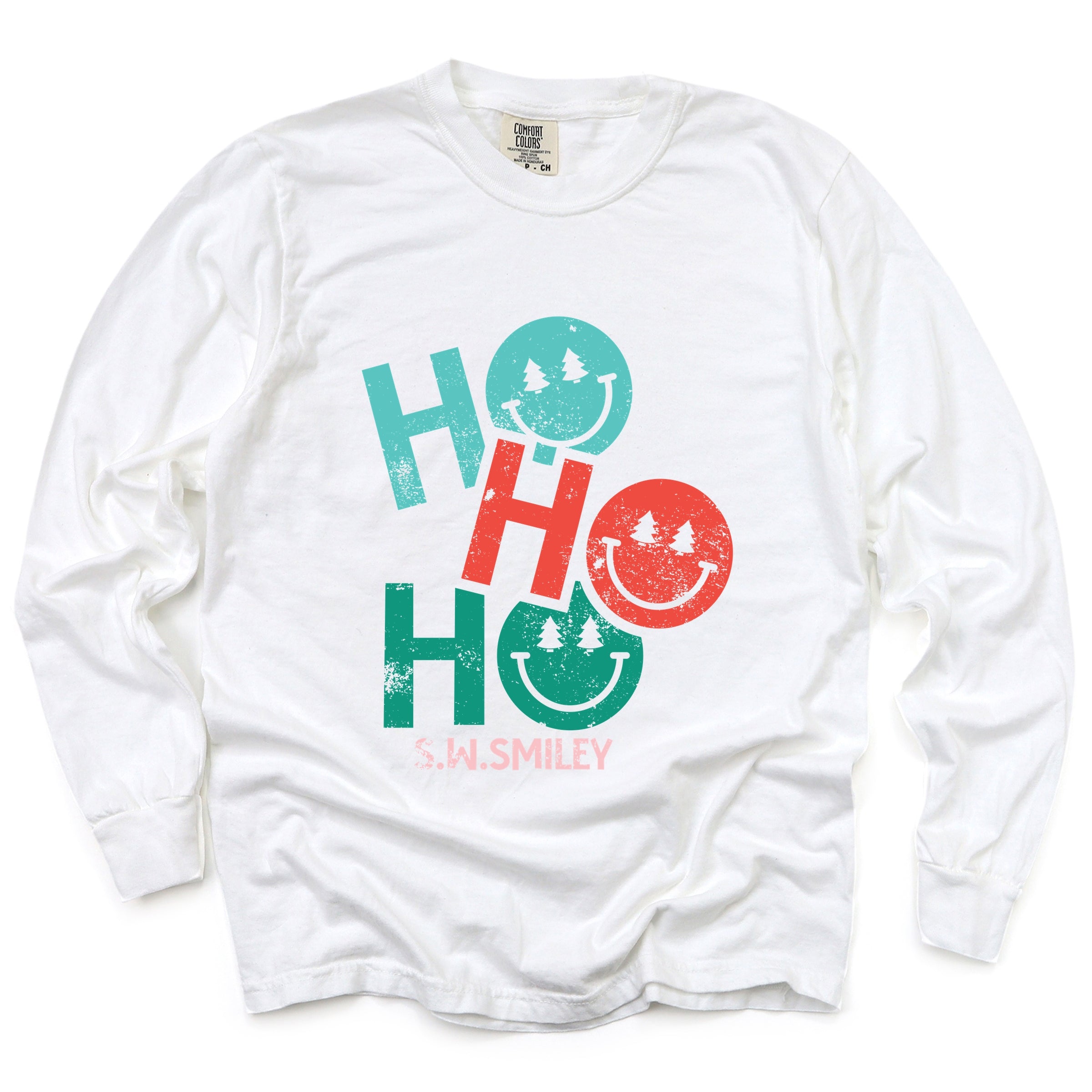S.W.Smiley Ho Ho Ho Stacked - Garment Dyed Long Sleeve